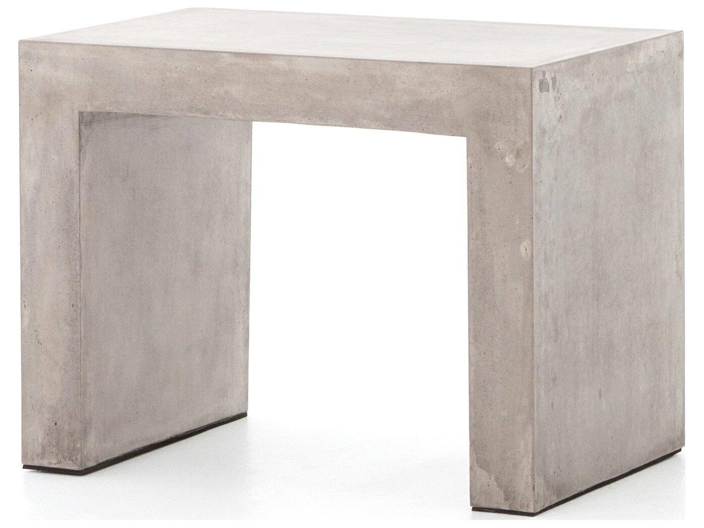Four Hands Outdoor Bina Grey Concrete Rectangular End Table