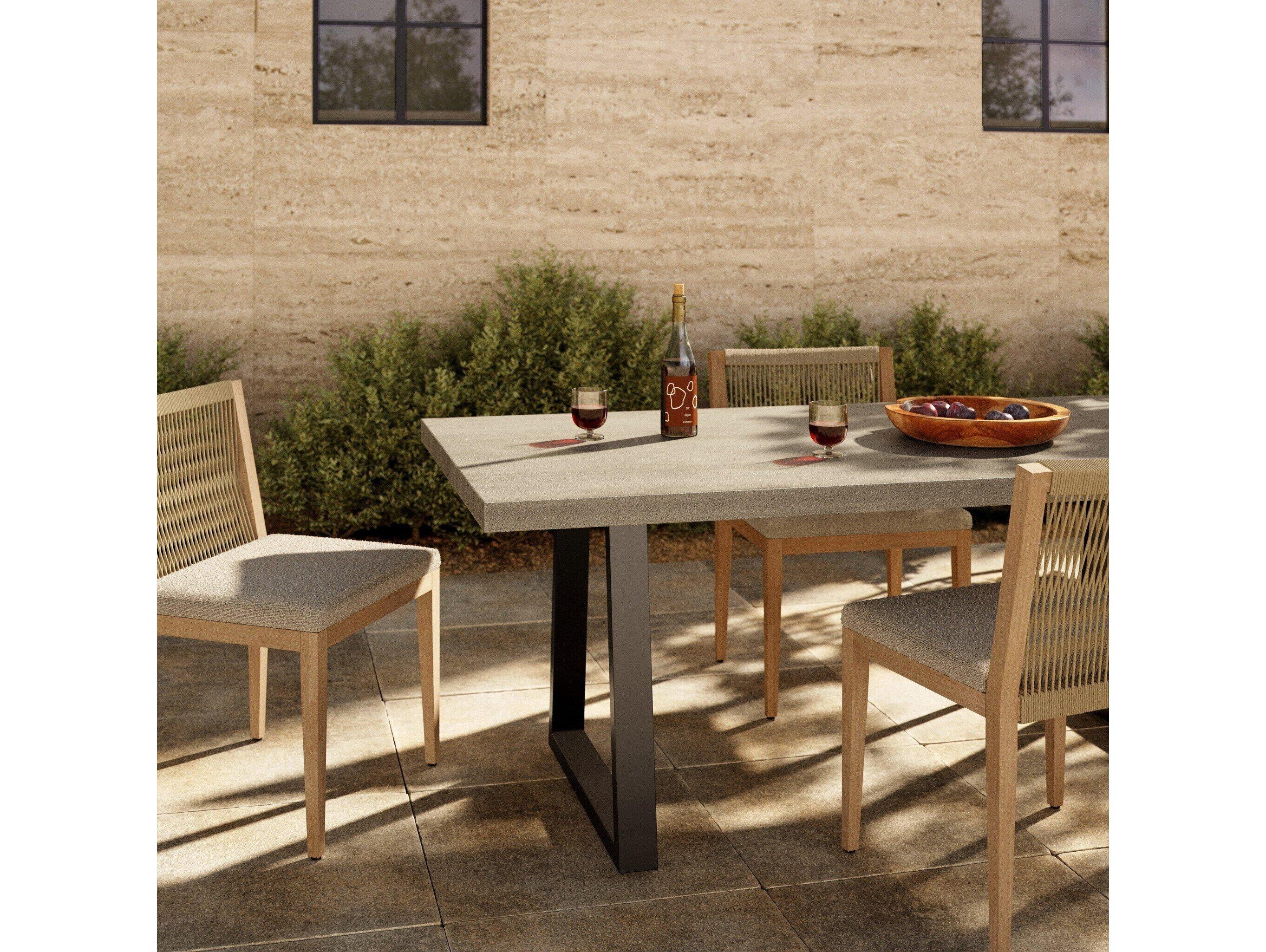 Four Hands Outdoor Constantine Light Grey Stone Rectangular Dining Table
