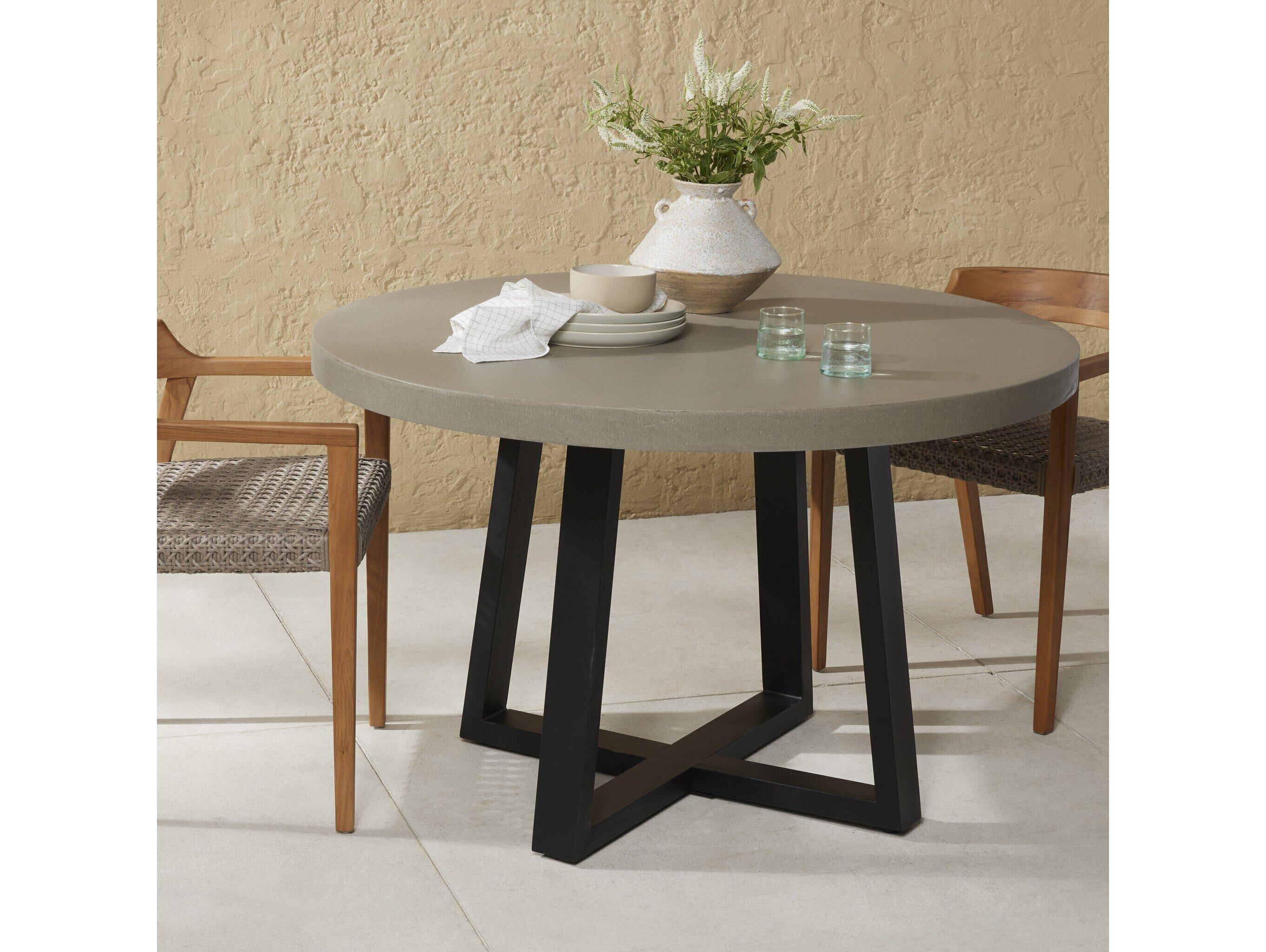 Four Hands Outdoor Constantine Light Grey Stone Round Dining Table
