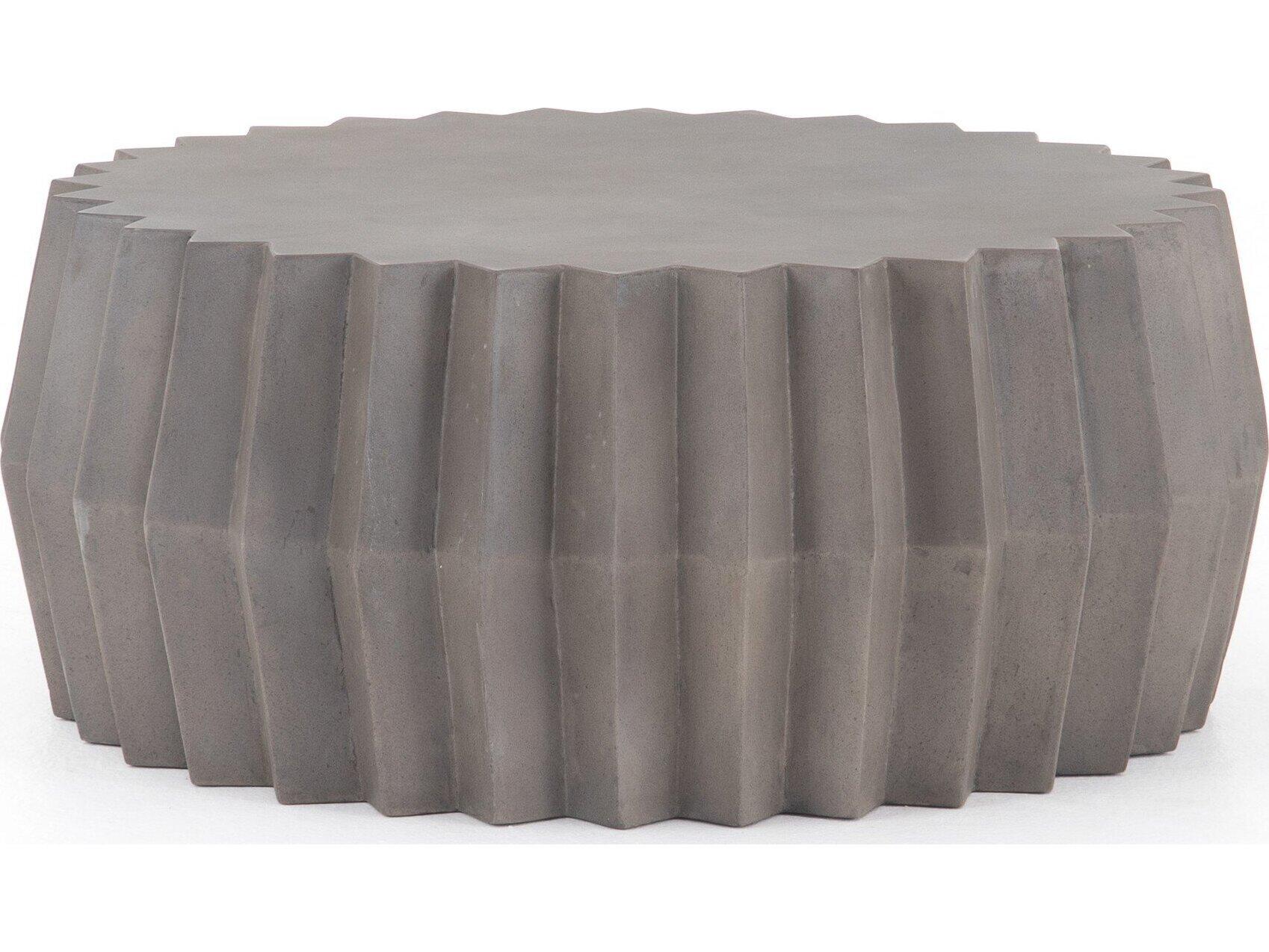 Four Hands Outdoor Everett Dark Grey Concrete Round Coffee Table