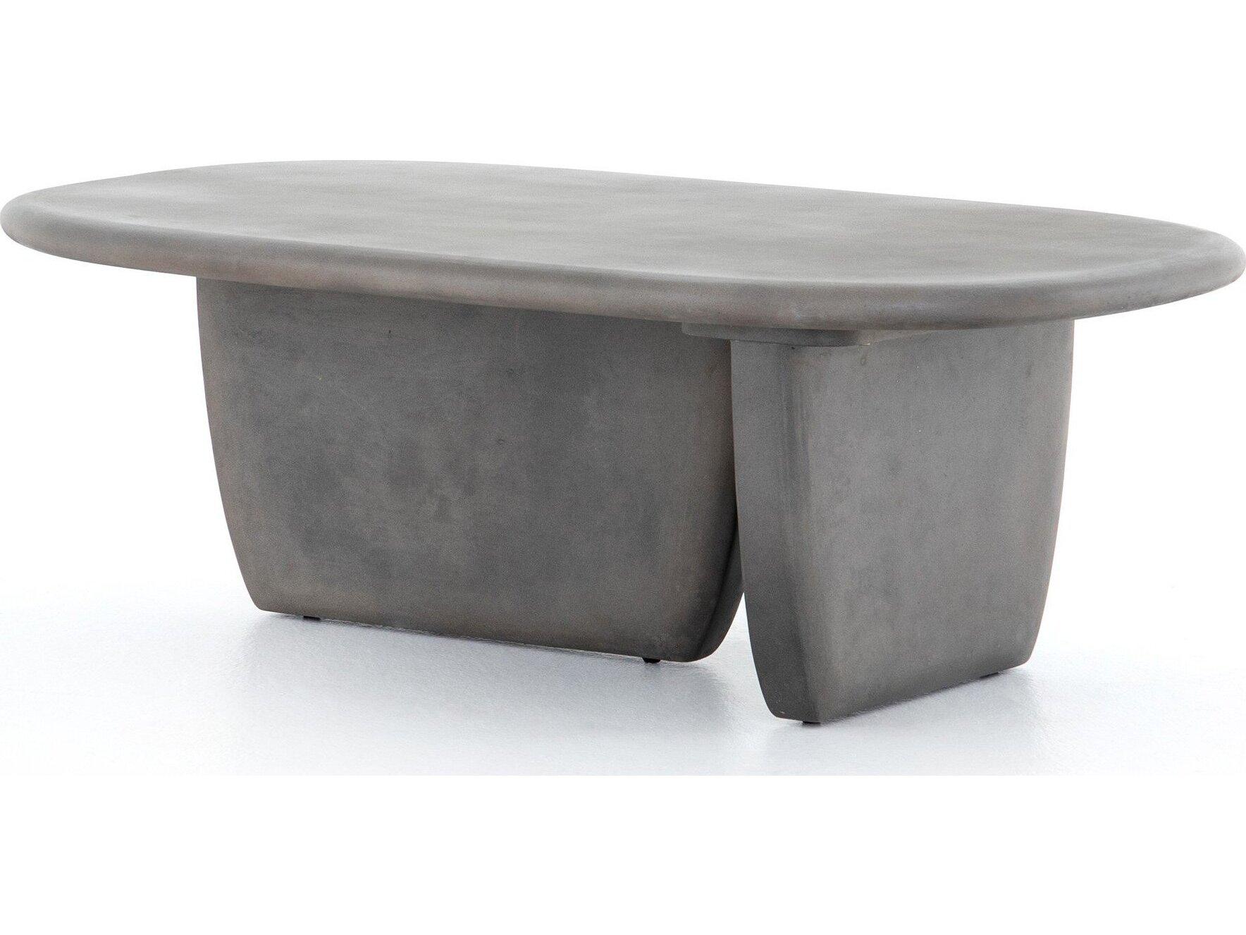 Four Hands Outdoor Everett Dark Grey Concrete Oval Coffee Table