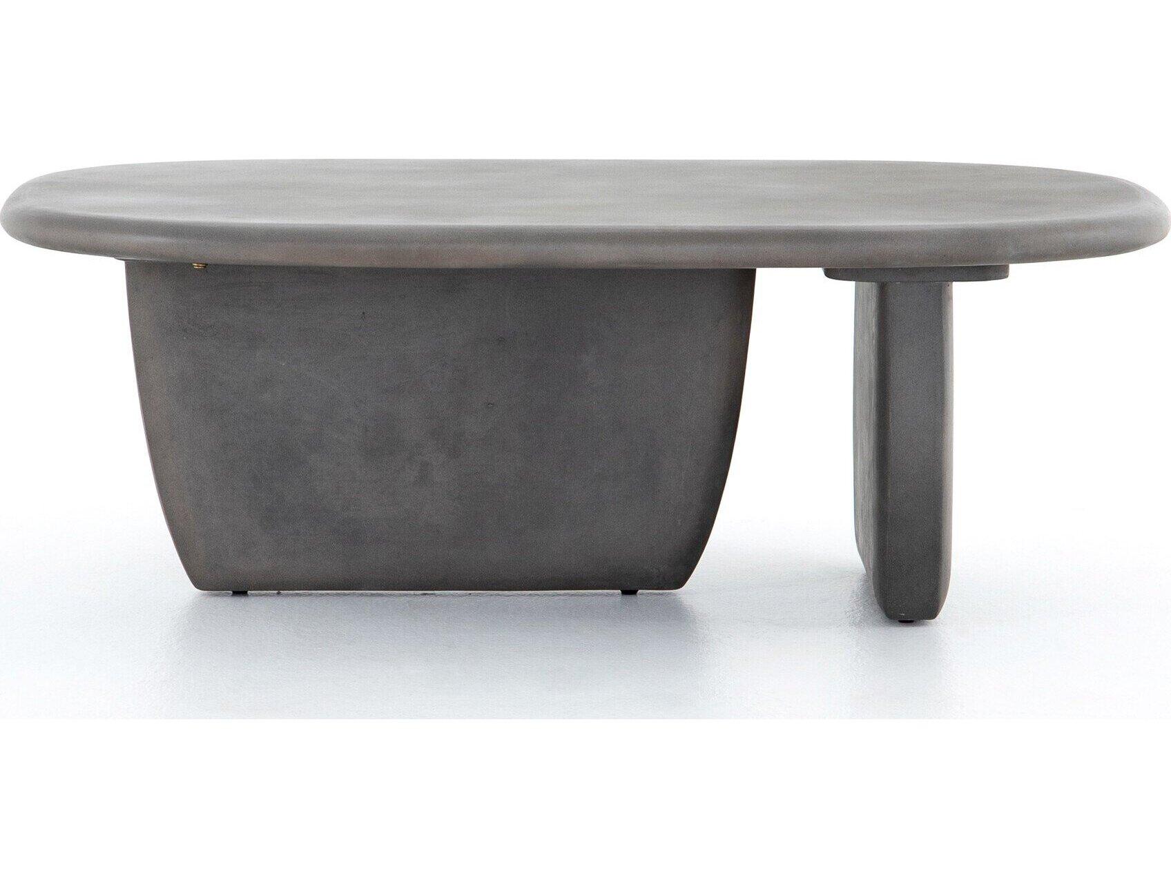 Four Hands Outdoor Everett Dark Grey Concrete Oval Coffee Table