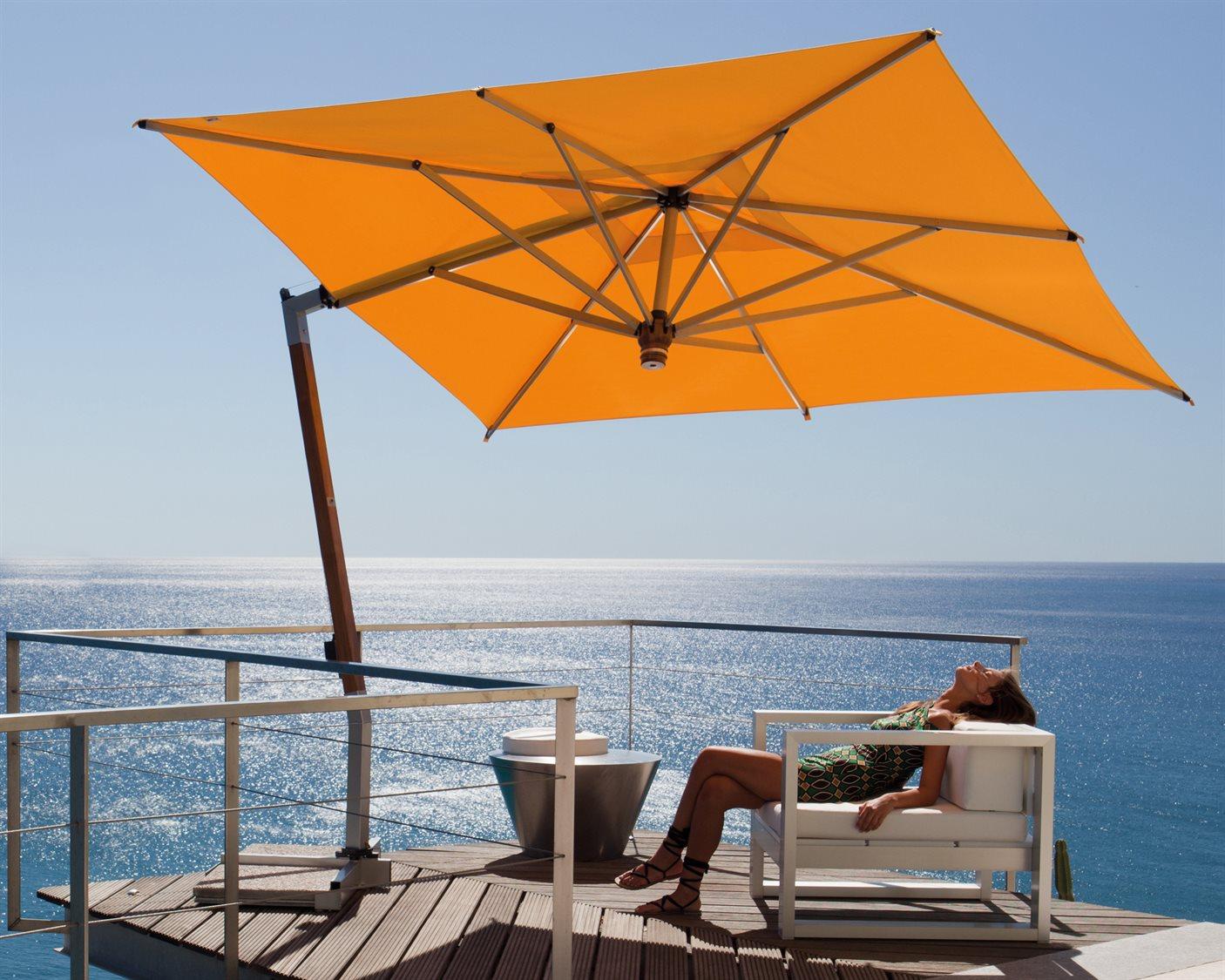 FIM C-Series Aluminum 9.5 Foot Square Cantilever Outdoor Patio Umbrella