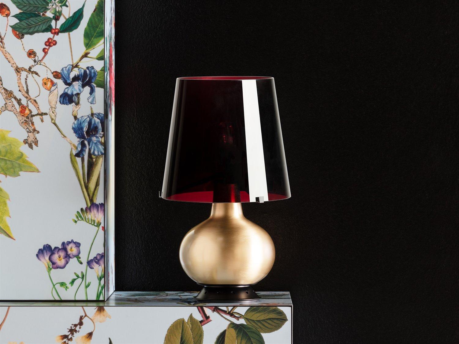Fontana Arte Brass Black Glass Table Lamp