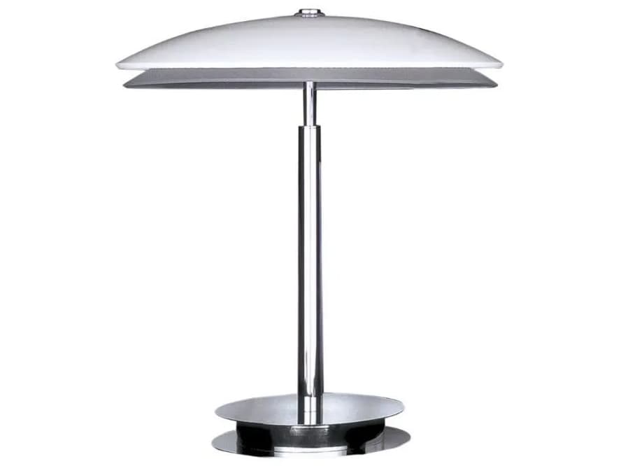 Fontana Arte Bis-Tris Chrome White Glass Table Lamp