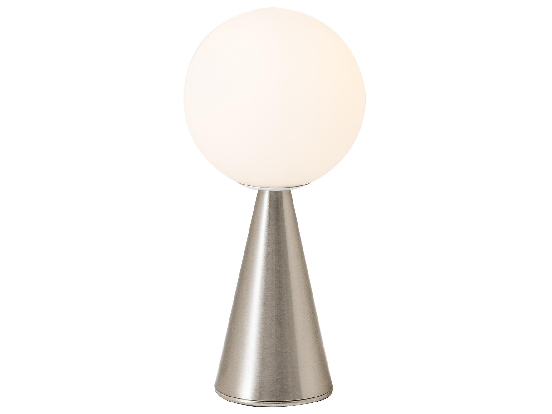 Fontana Arte Bilia LED Satin Nickel Brushed White Glass Table Lamp