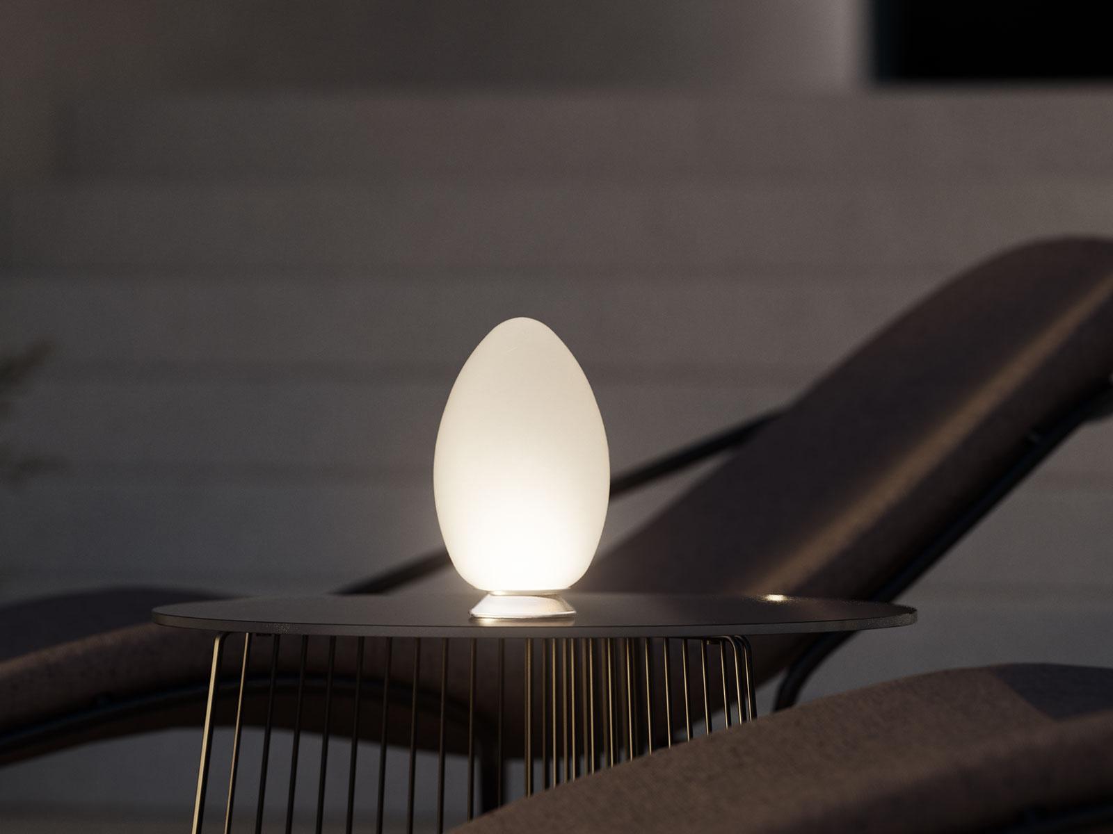 Fontana Arte Uovo White Rechargable Table Lamp