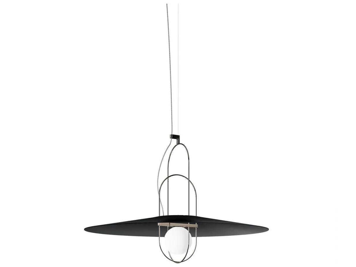 Fontana Arte Setareh Glossy Black Glass LED Globe Pendant