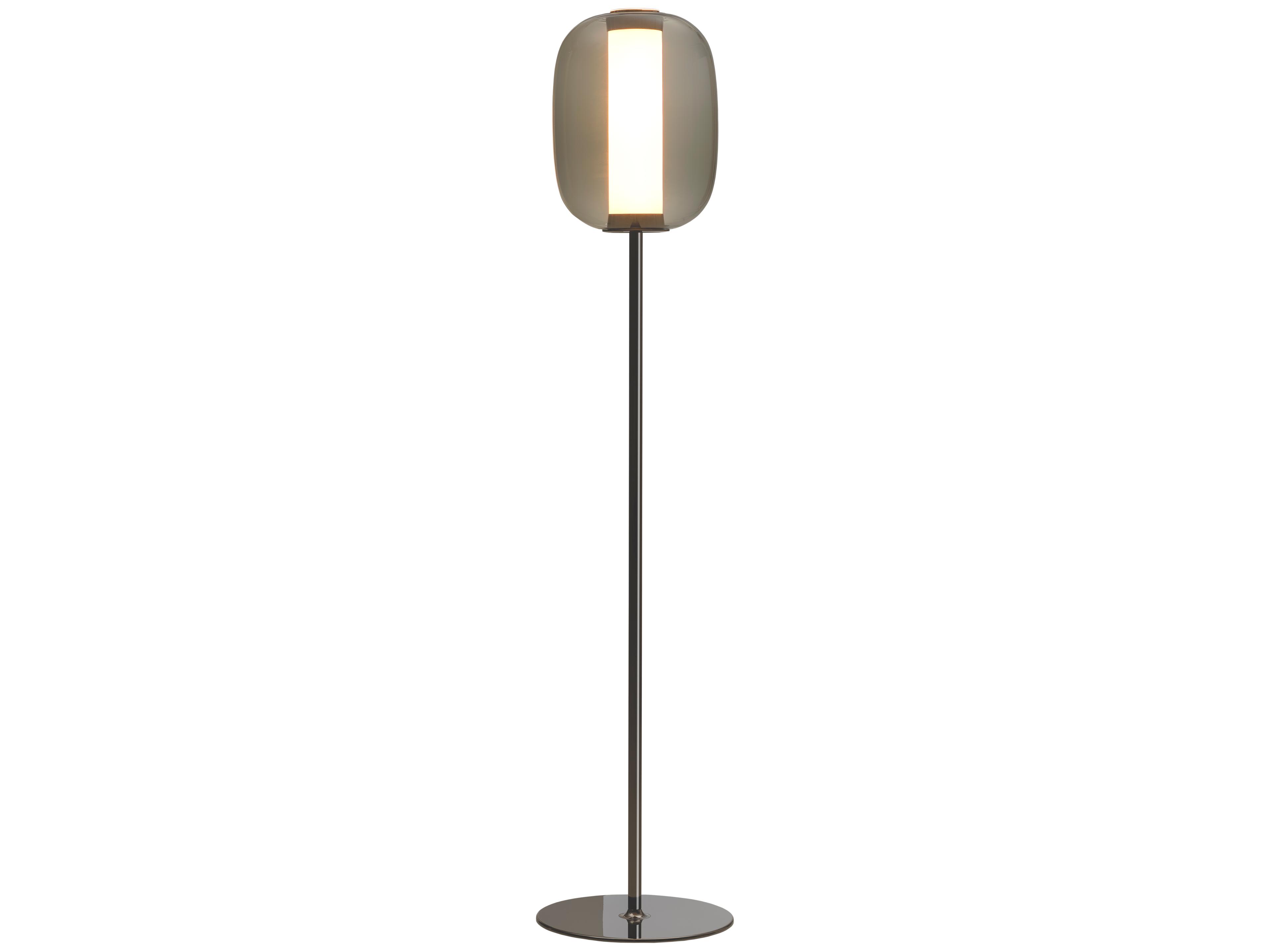 Fontana Arte Meridiano Black Gray Fume Glass LED Floor Lamp