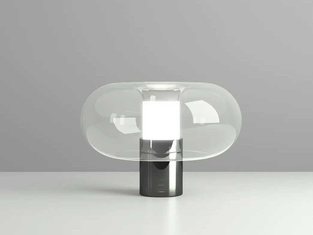 Fontana Arte Fontanella Black Glass Table Lamp