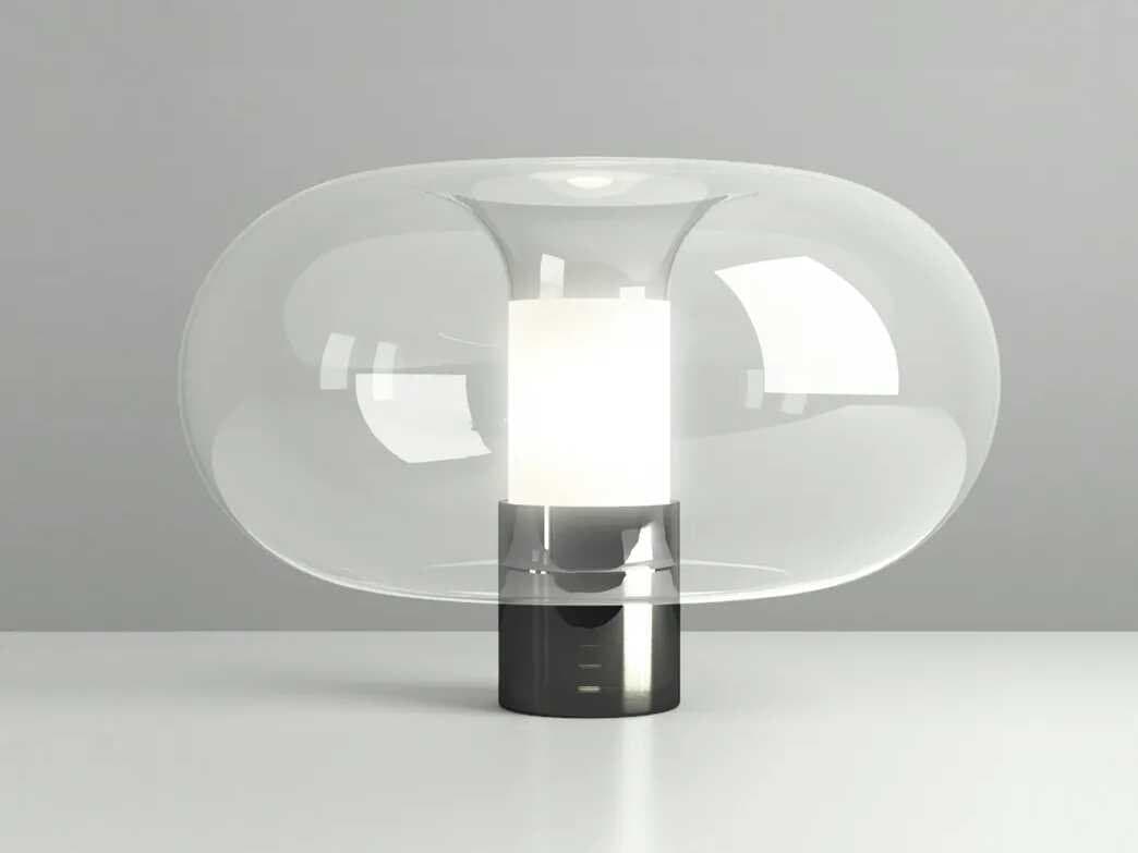 Fontana Arte Fontanella Black Glass Table Lamp