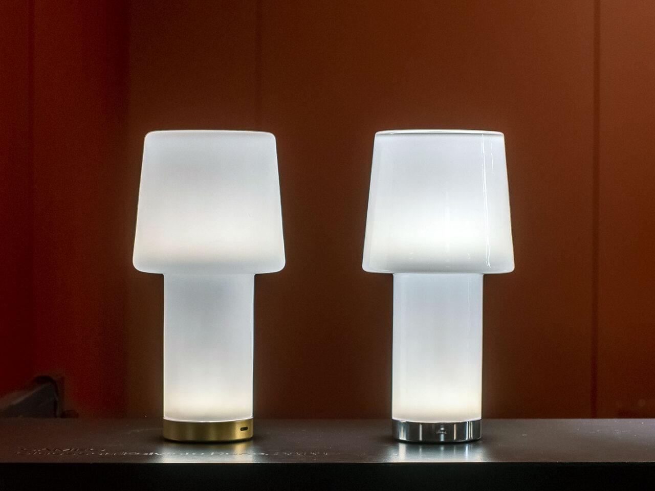 Fontana Arte Cameo Chrome White Table Lamp