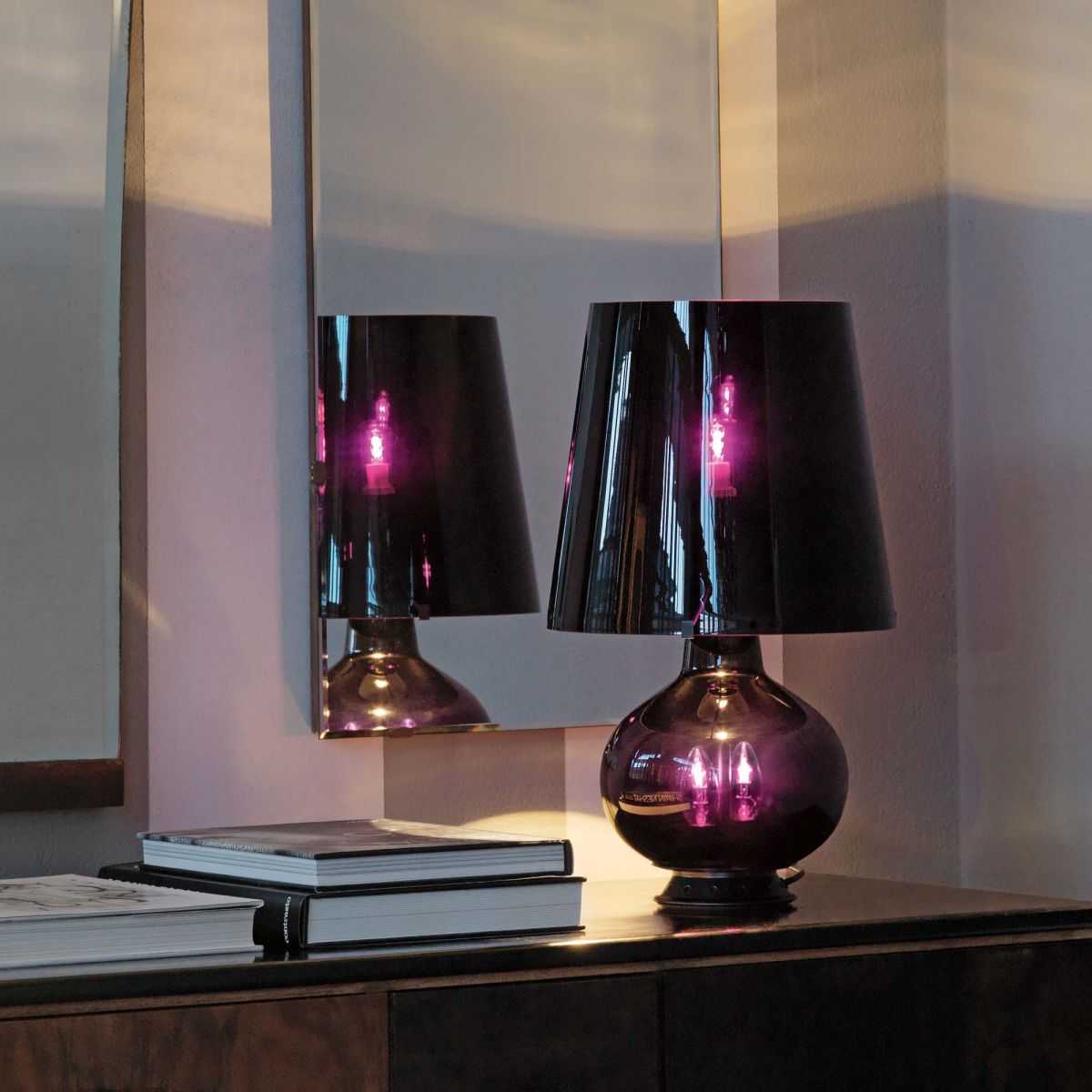 Fontana Arte 1853 Black Blown Glass Table Lamp