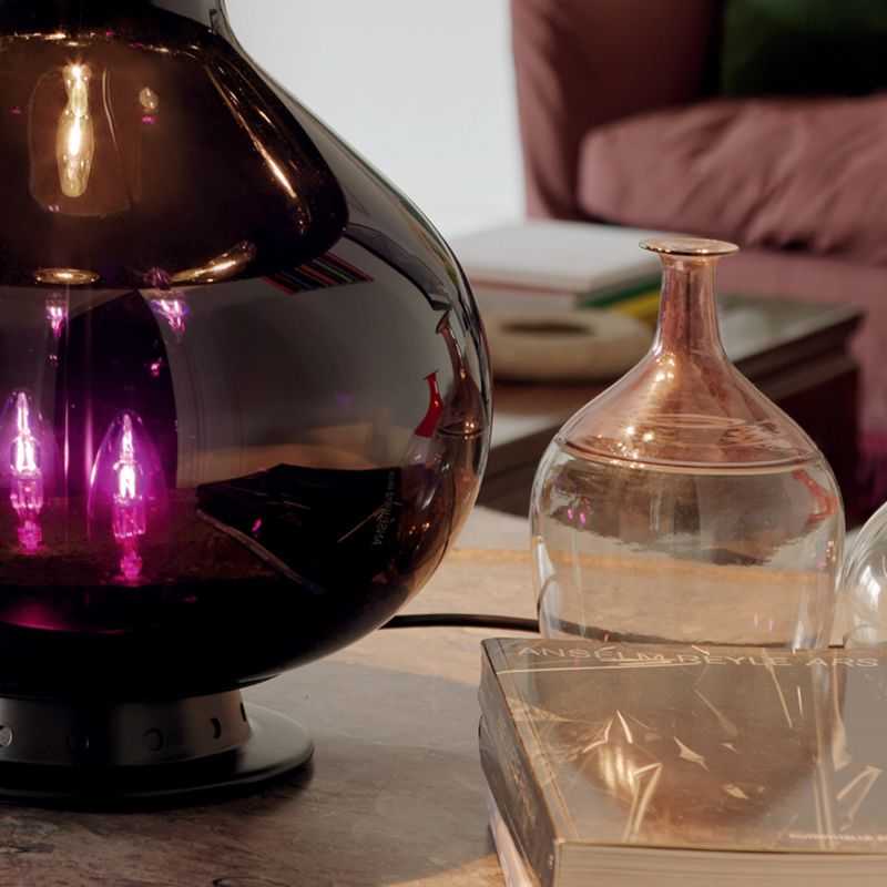 Fontana Arte 1853 Black Blown Glass Table Lamp