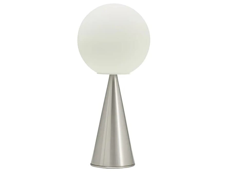 Fontana Arte Bilia Nickel Frosted White Blown Glass Table Lamp