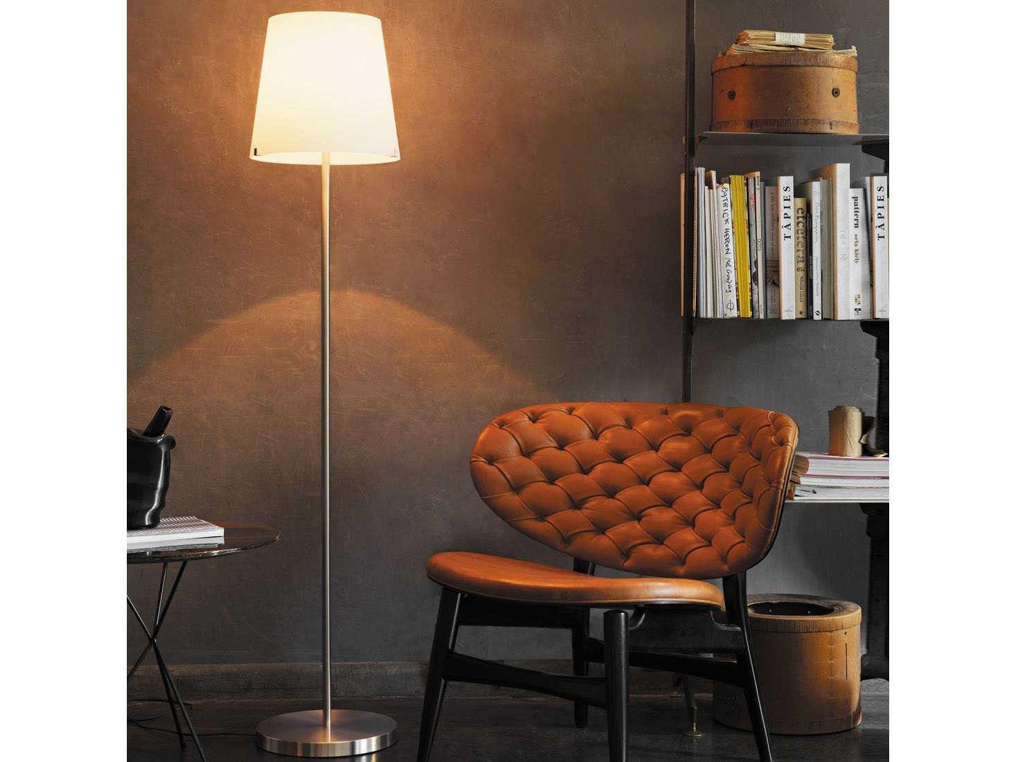 Fontana Arte 3247 Nickel Frosted White Glass Floor Lamp