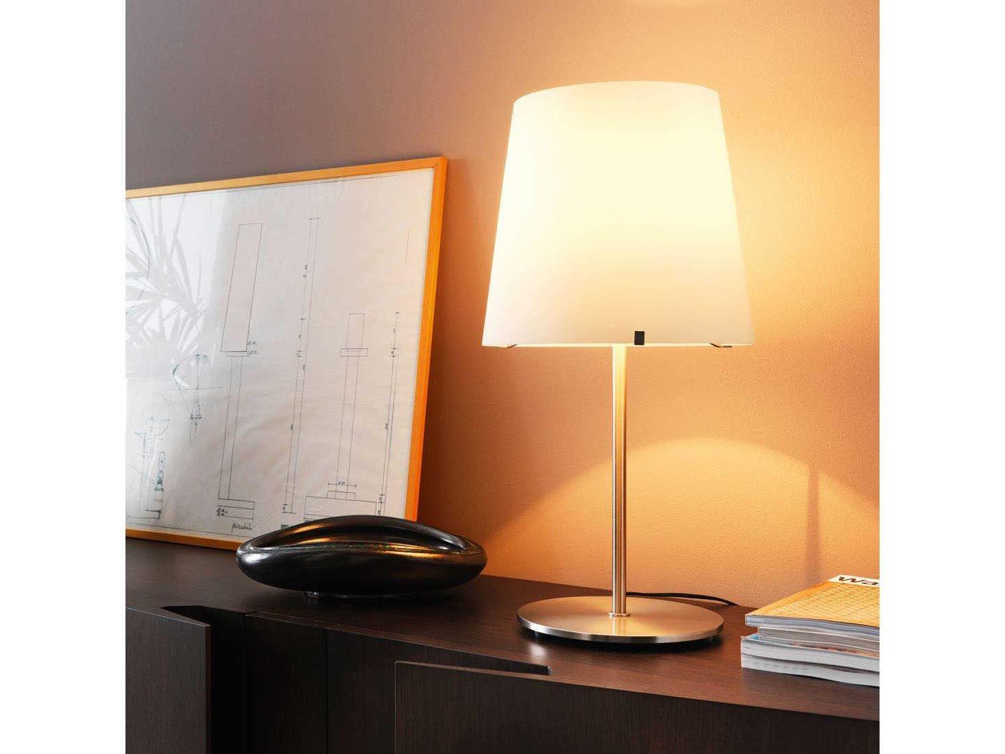 Fontana Arte 3247TA Nickel White Glass Table Lamp