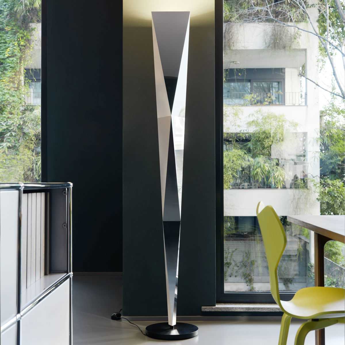 Fontana Arte Vertigo Mirrored Chrome Gray LED Floor Lamp