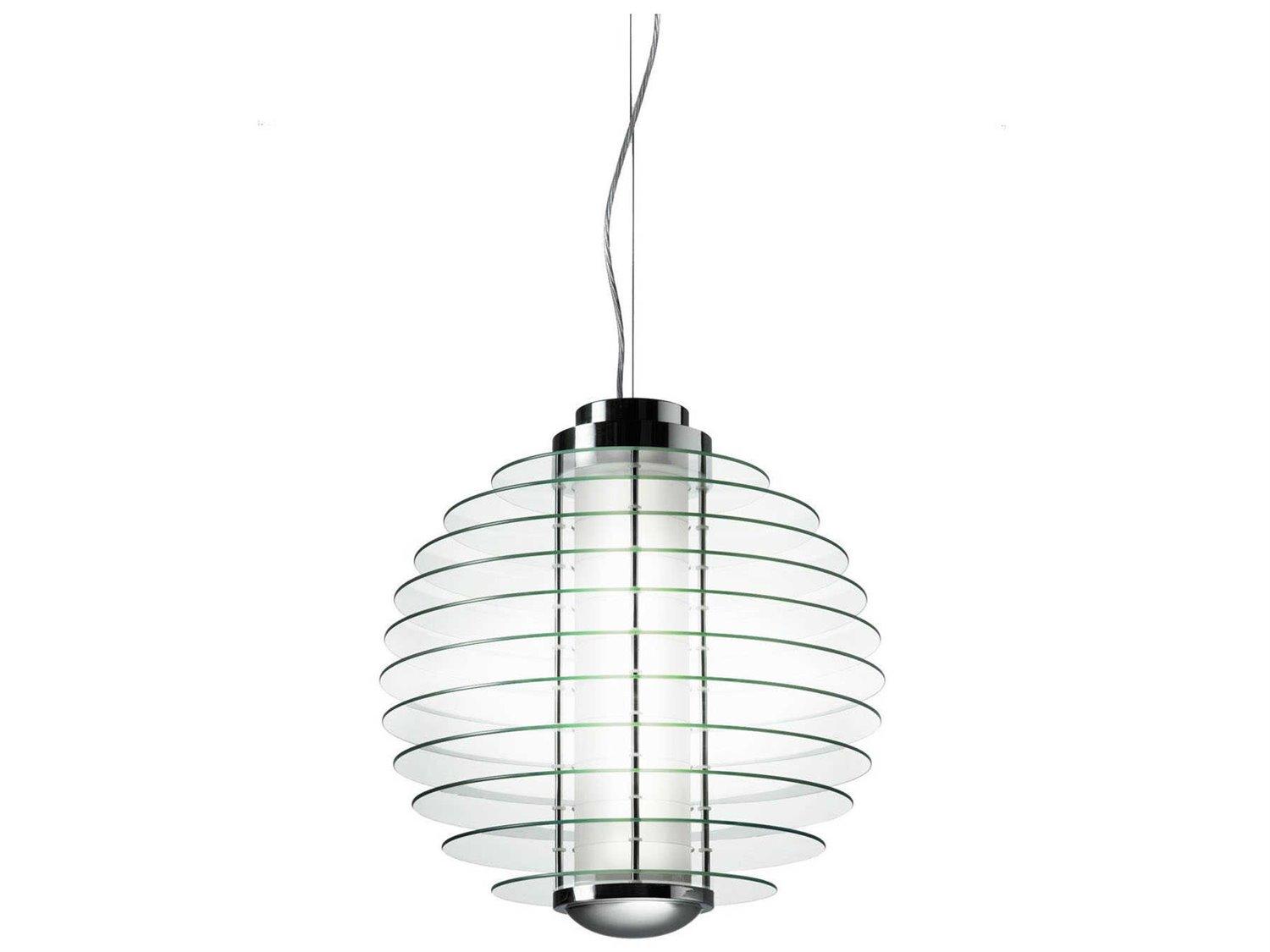 Fontana Arte 2-Light Transparent Chrome Glass Globe Pendant