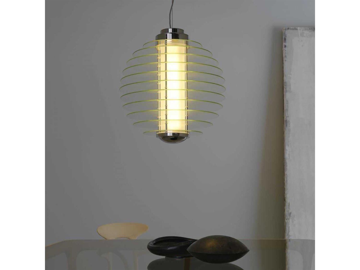 Fontana Arte 2-Light Transparent Chrome Glass Globe Pendant