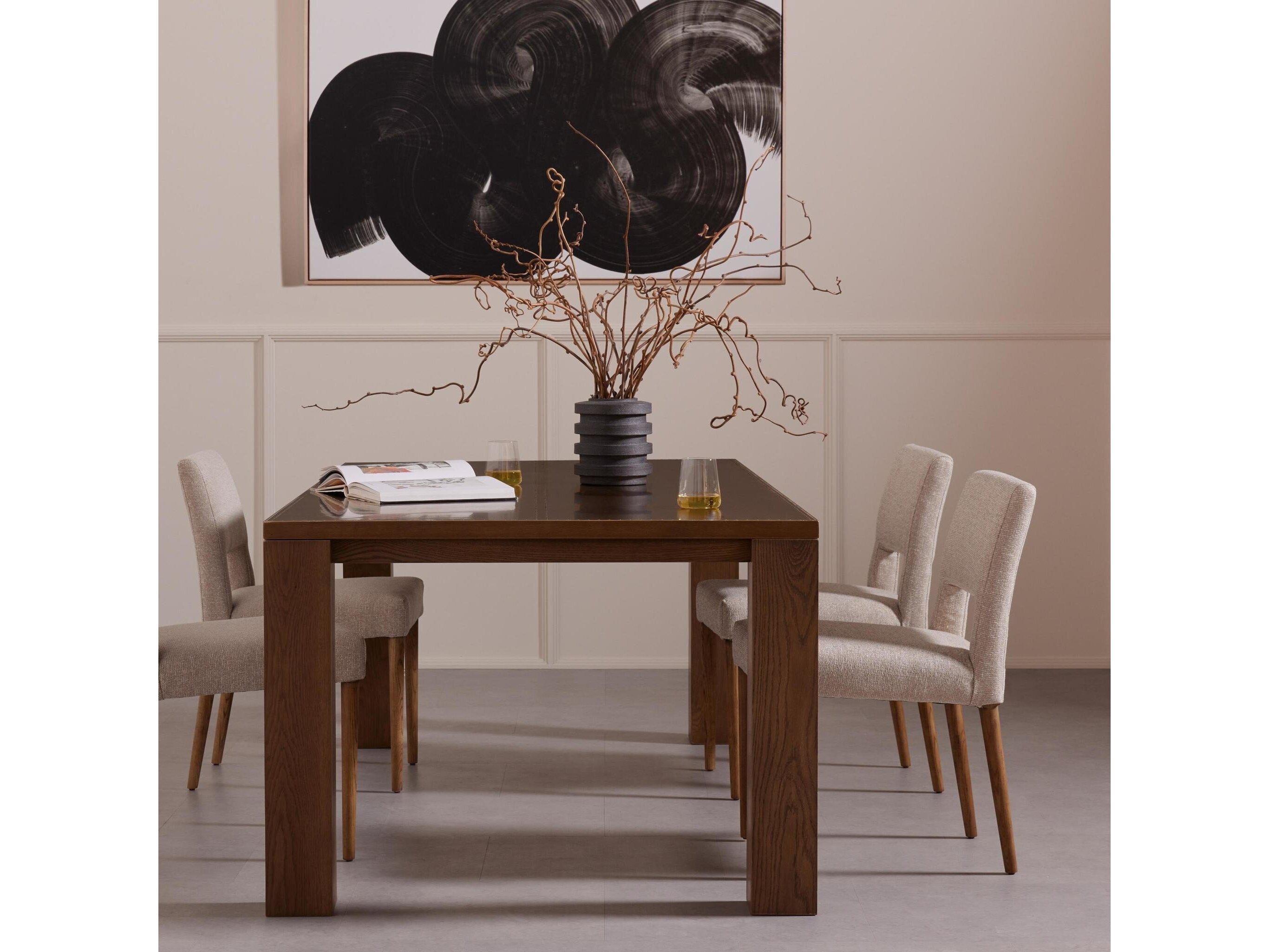 Four Hands Ashford Joseph Solid Wood Beige Upholstered Side Dining Chair