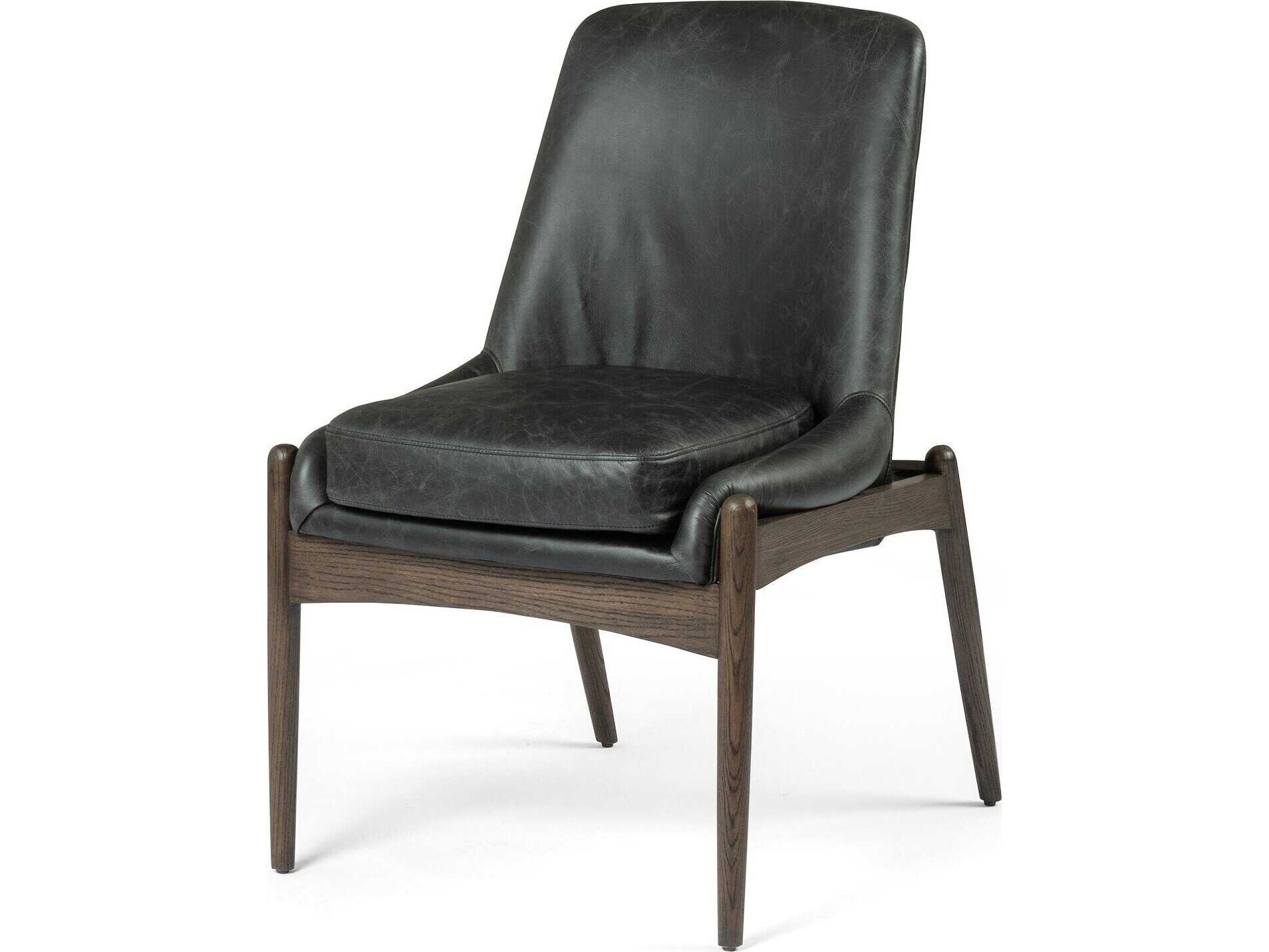 Four Hands Ashford Braden Durango Smoke Leather Oak Wood Dining Chair