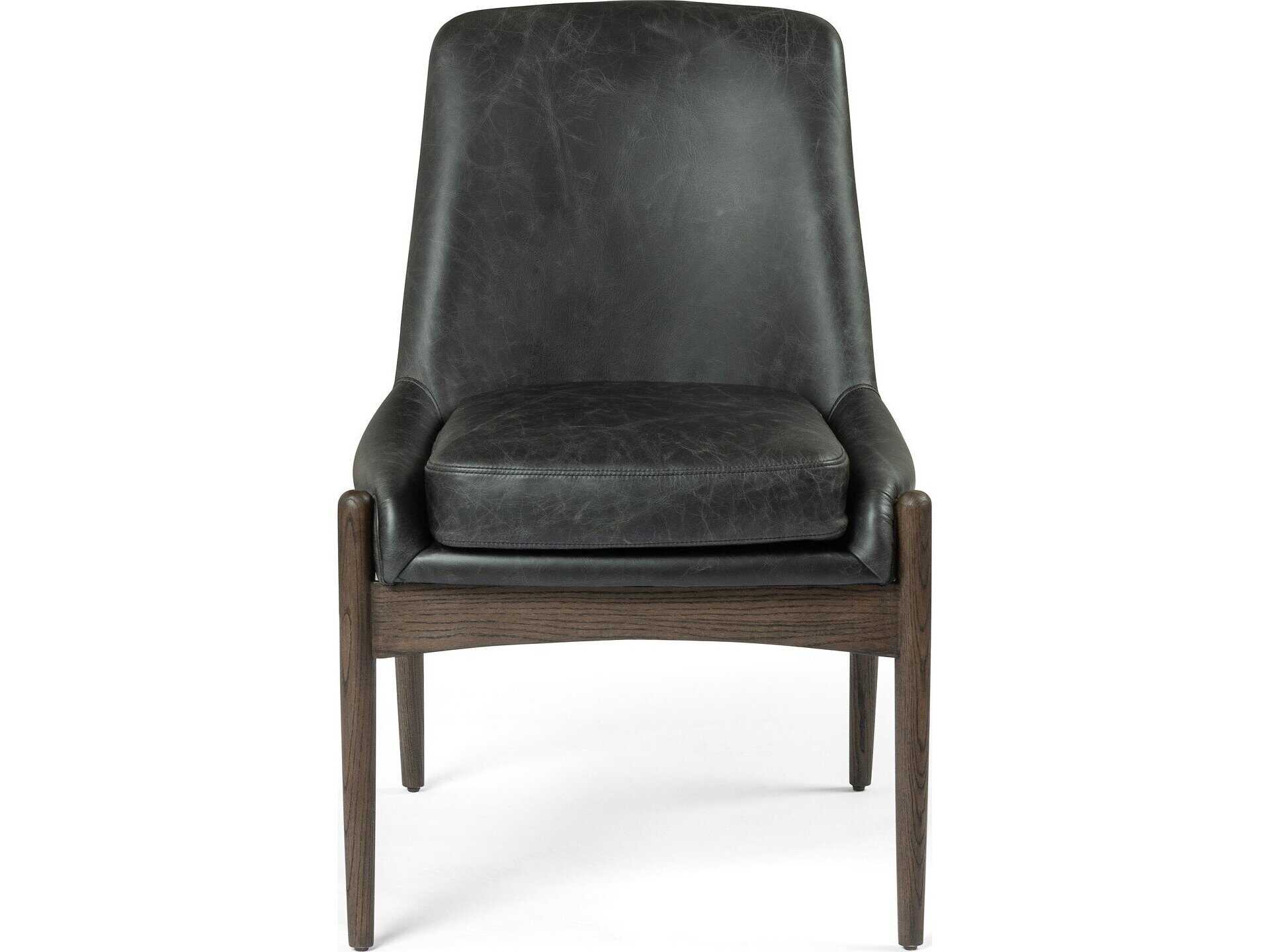 Four Hands Ashford Braden Durango Smoke Leather Oak Wood Dining Chair