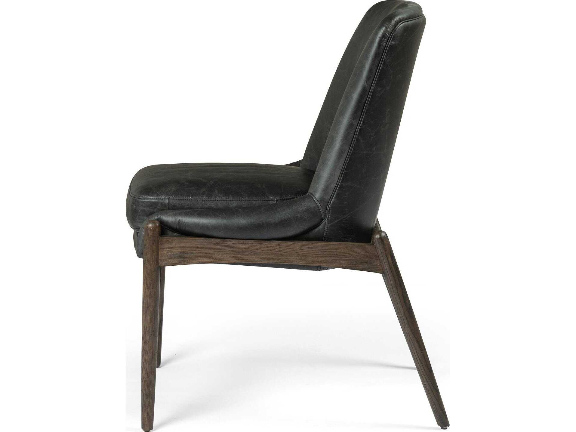 Four Hands Ashford Braden Durango Smoke Leather Oak Wood Dining Chair