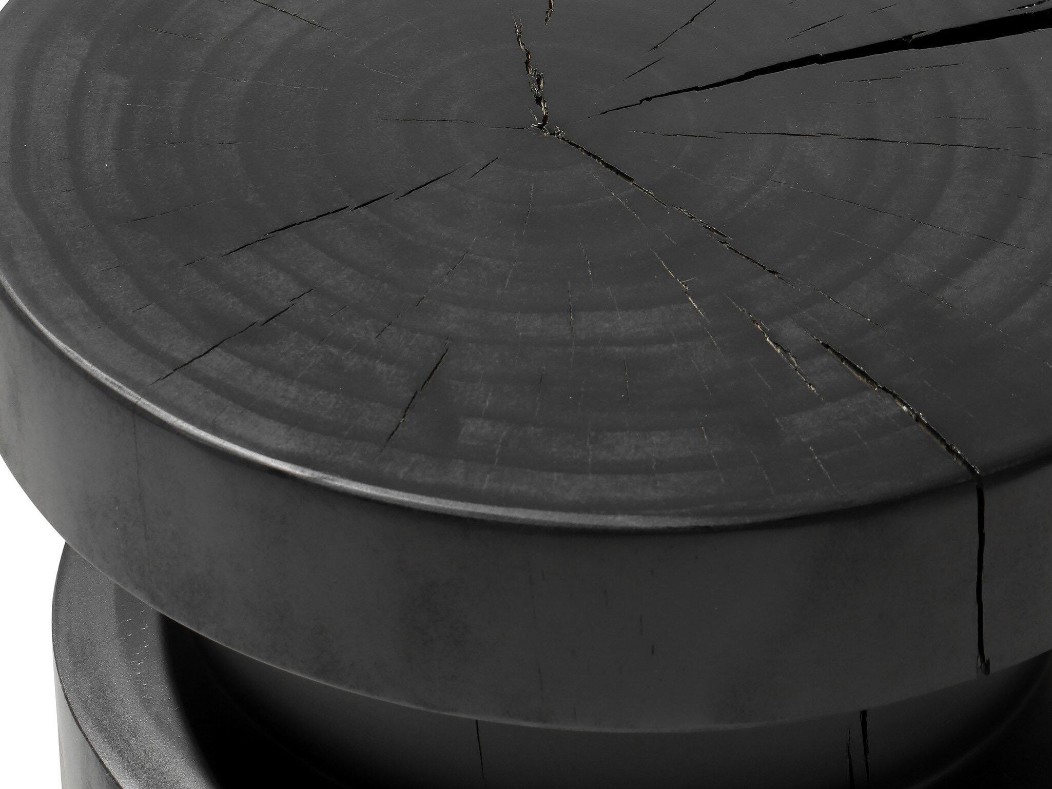 Four Hands Bishop Inez Round Wood Black Pine End Table