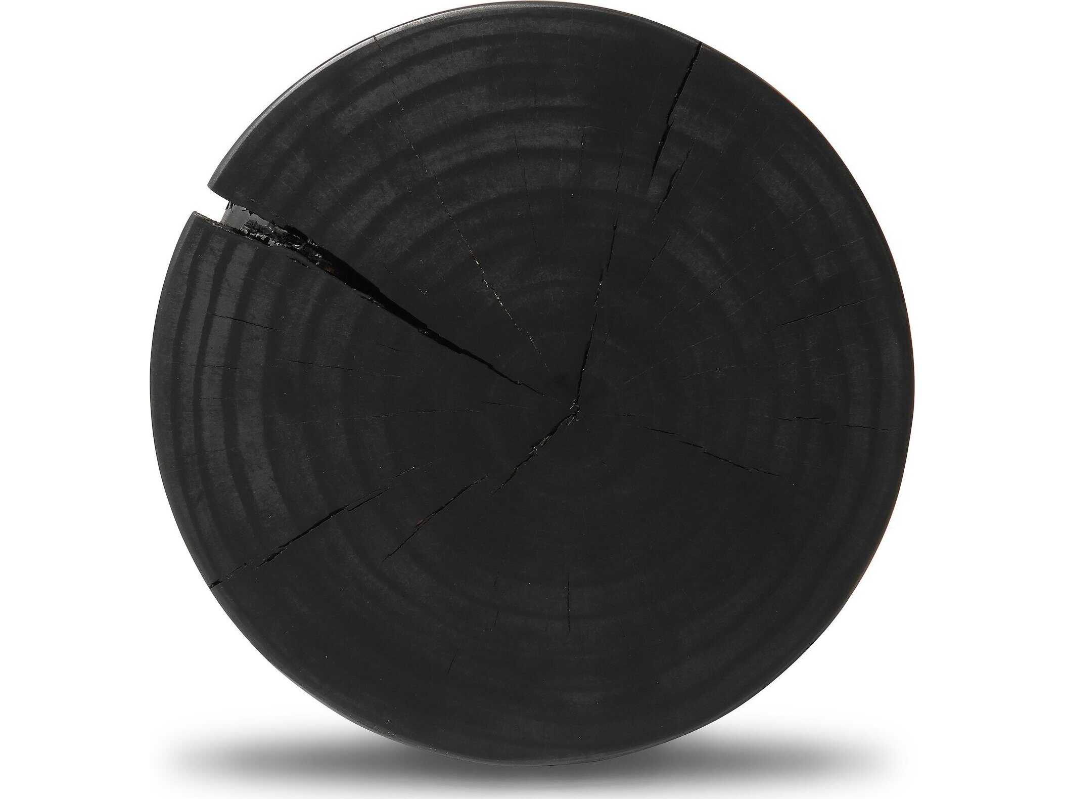 Four Hands Bishop Inez Round Wood Black Pine End Table