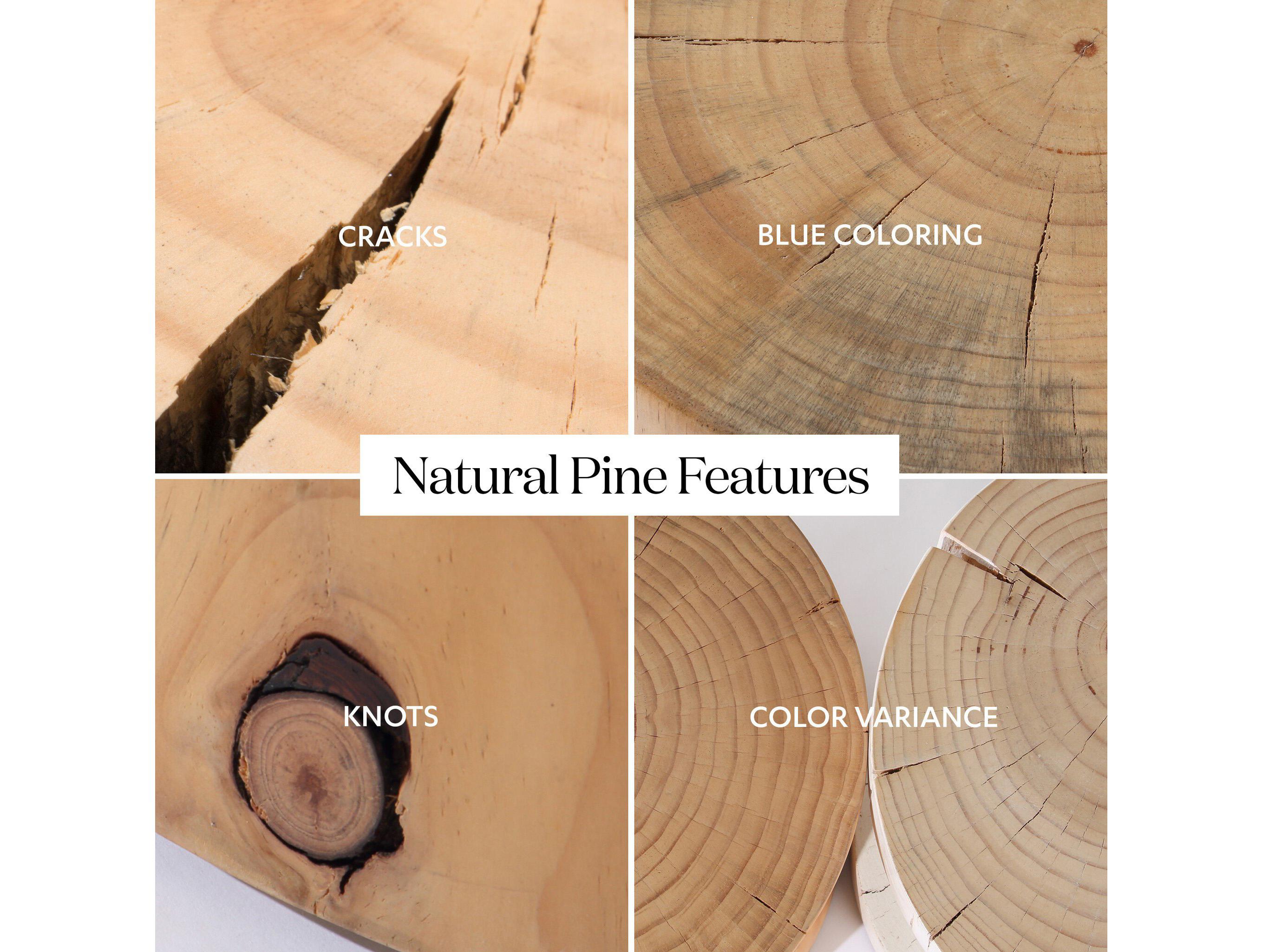 Four Hands Bishop Inez Round Wood Black Pine Natural End Table