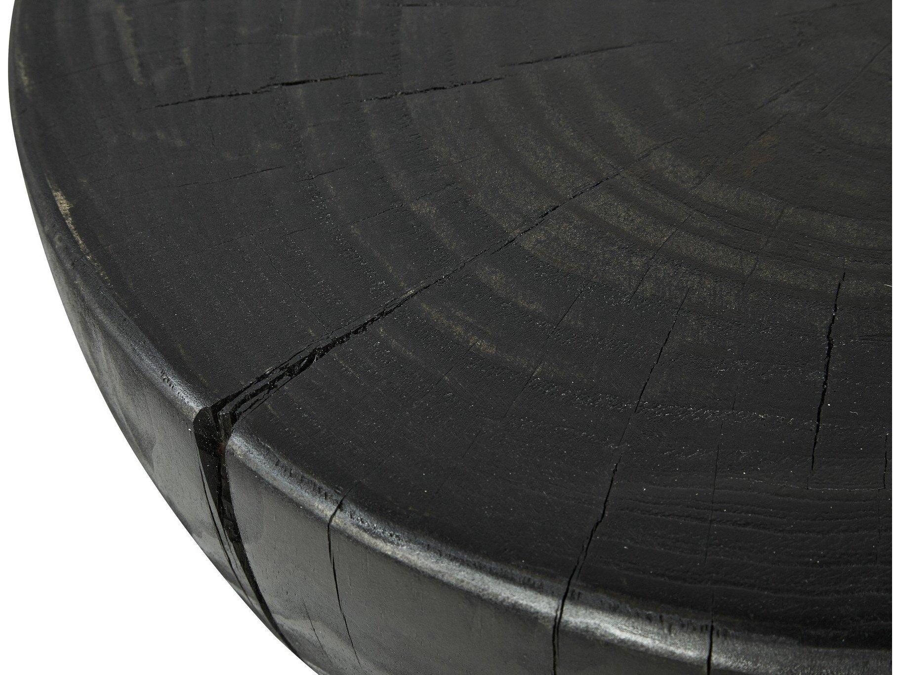 Four Hands Bishop Aliza Round Wood Black Pine End Table