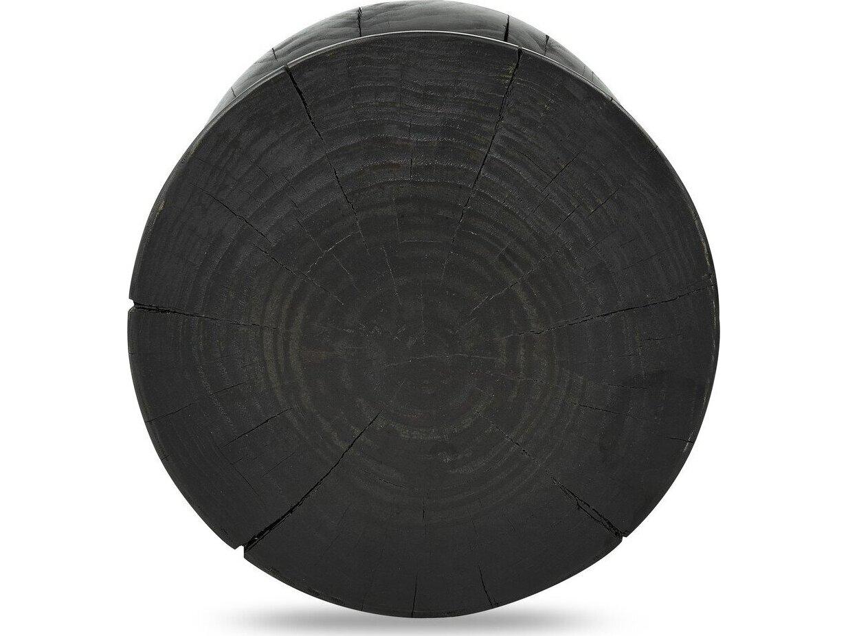 Four Hands Bishop Aliza Round Wood Black Pine End Table