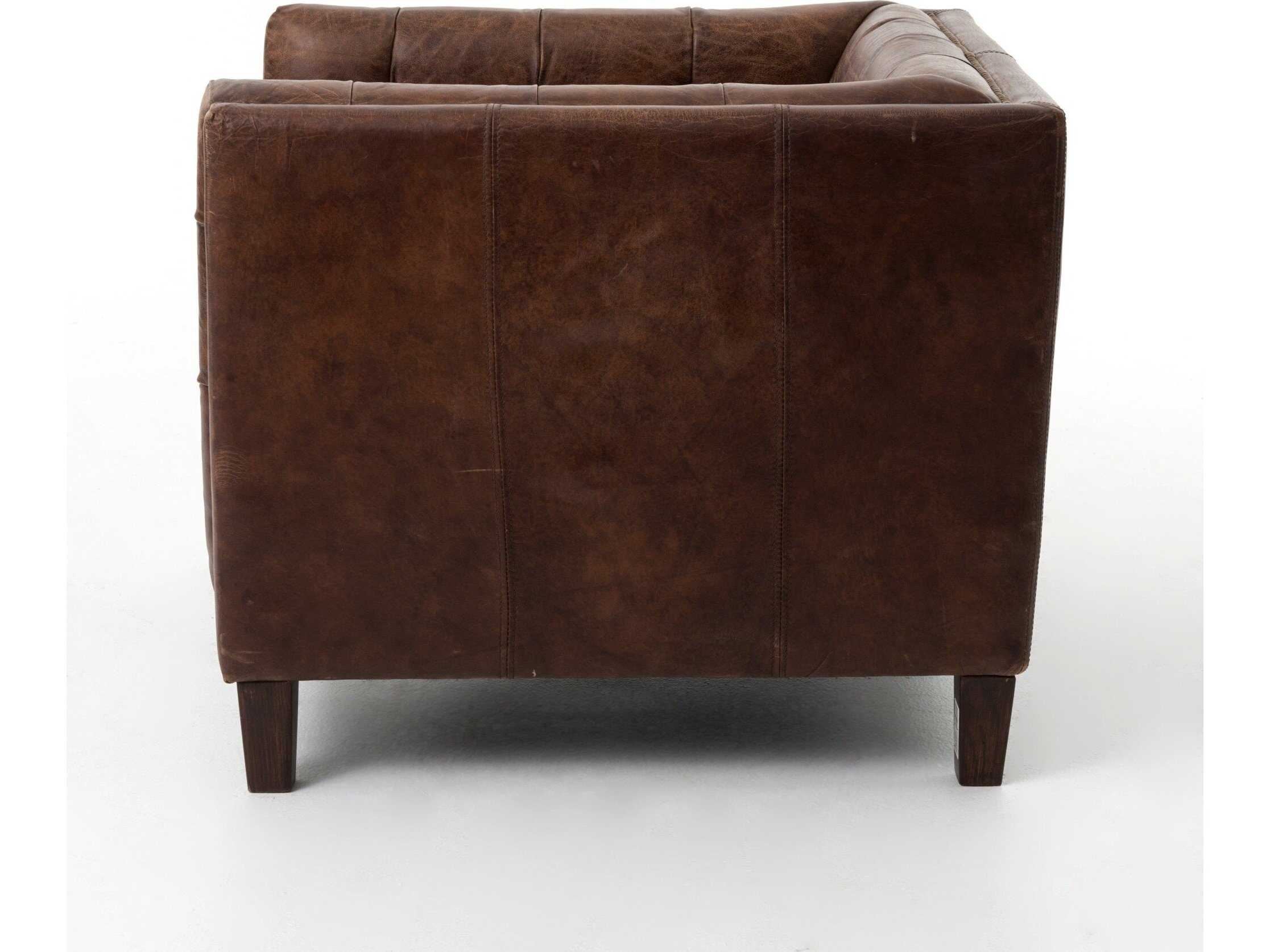 Four Hands Carnegie Abbott Brown Leather Accent Chair
