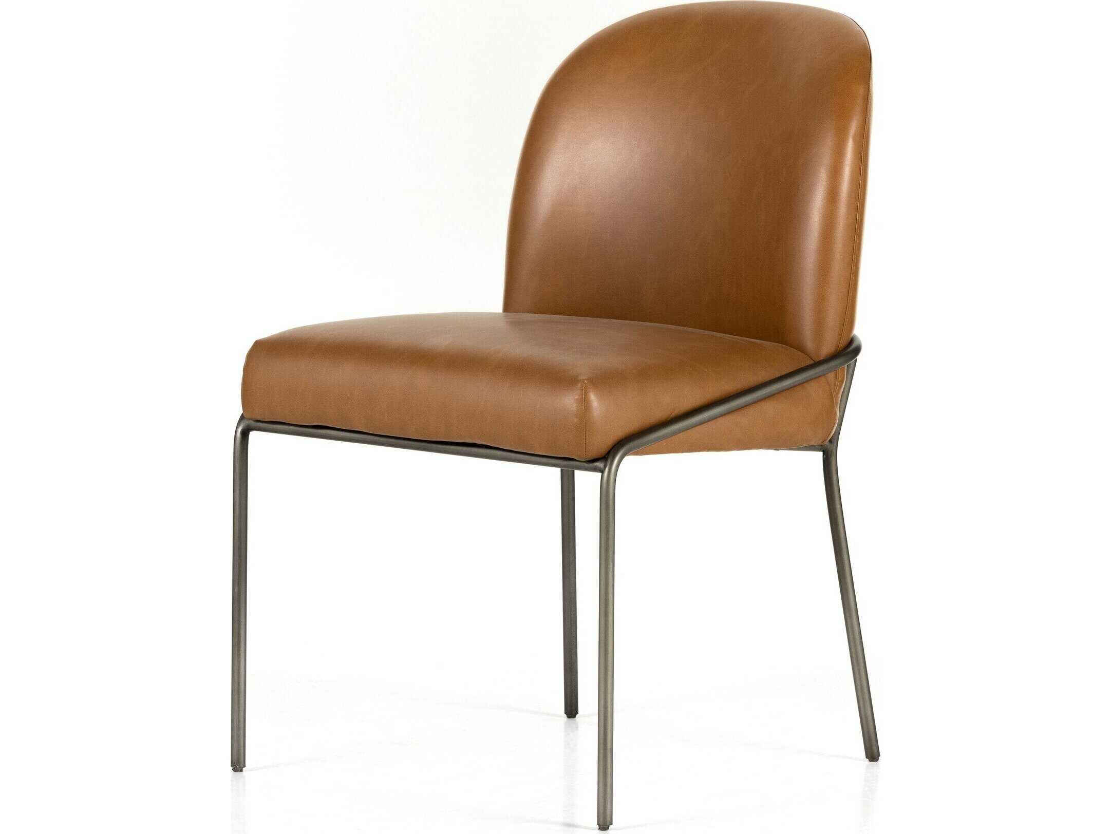 Four Hands Grayson Astrud Leather Brown Side Dining Chair