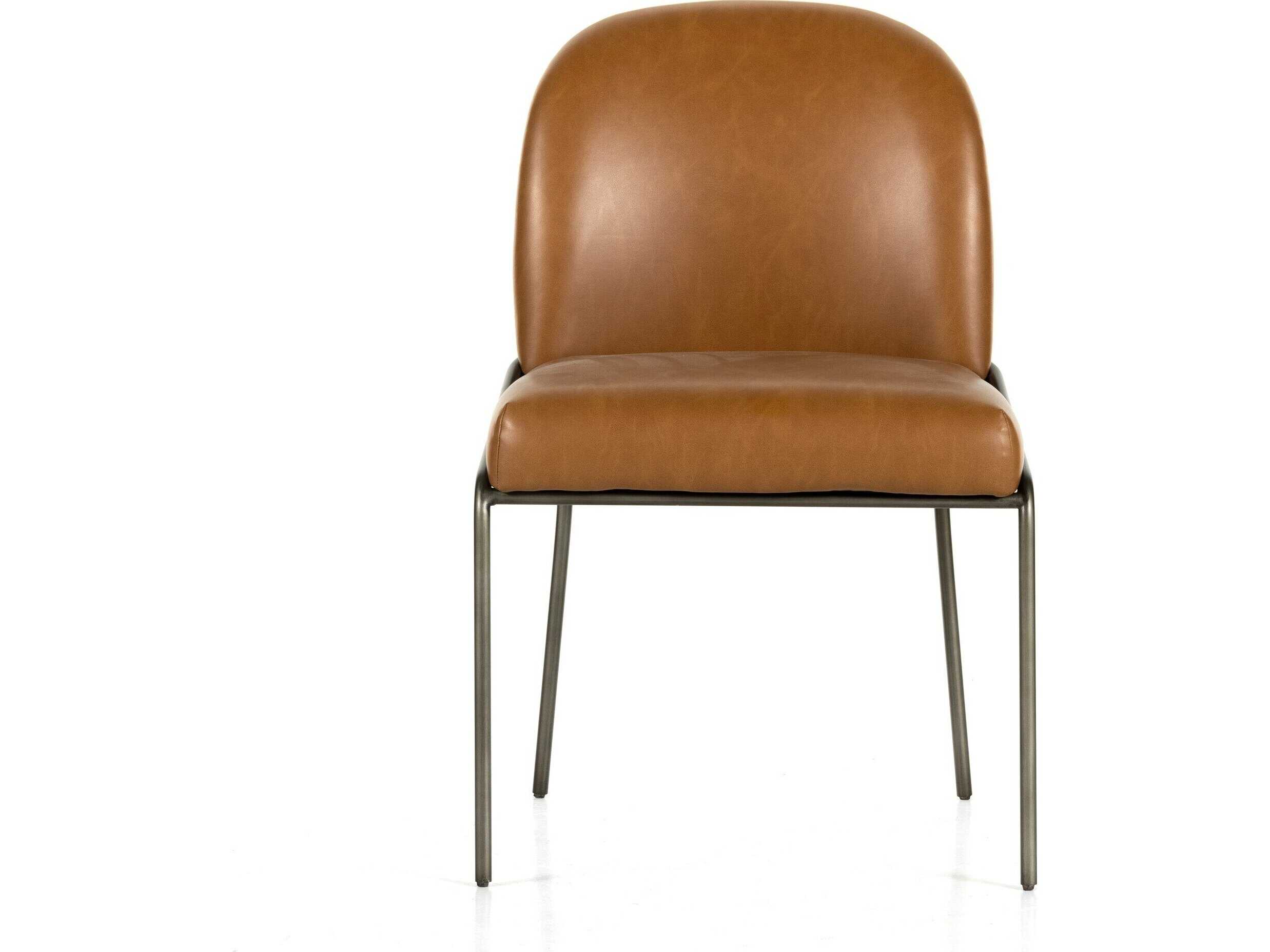 Four Hands Grayson Astrud Leather Brown Side Dining Chair