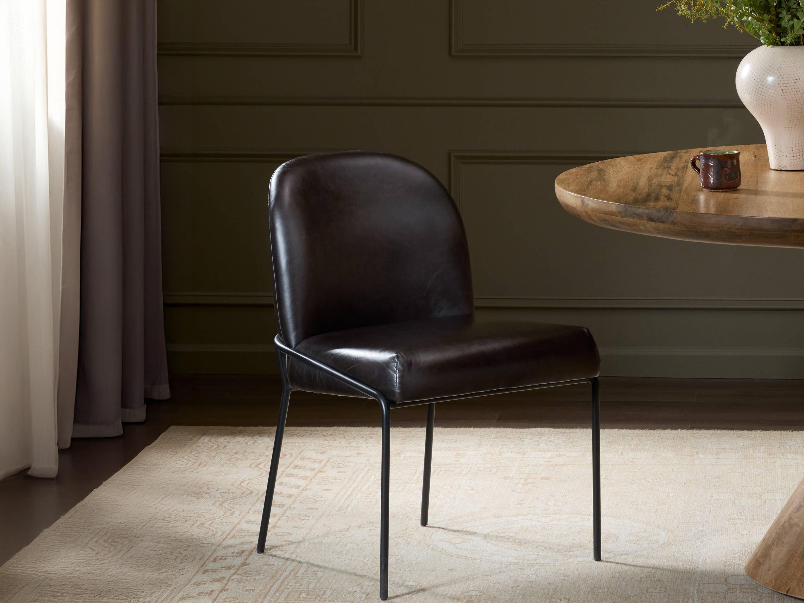 Four Hands Grayson Astrud Sonoma Black Leather Dining Chair