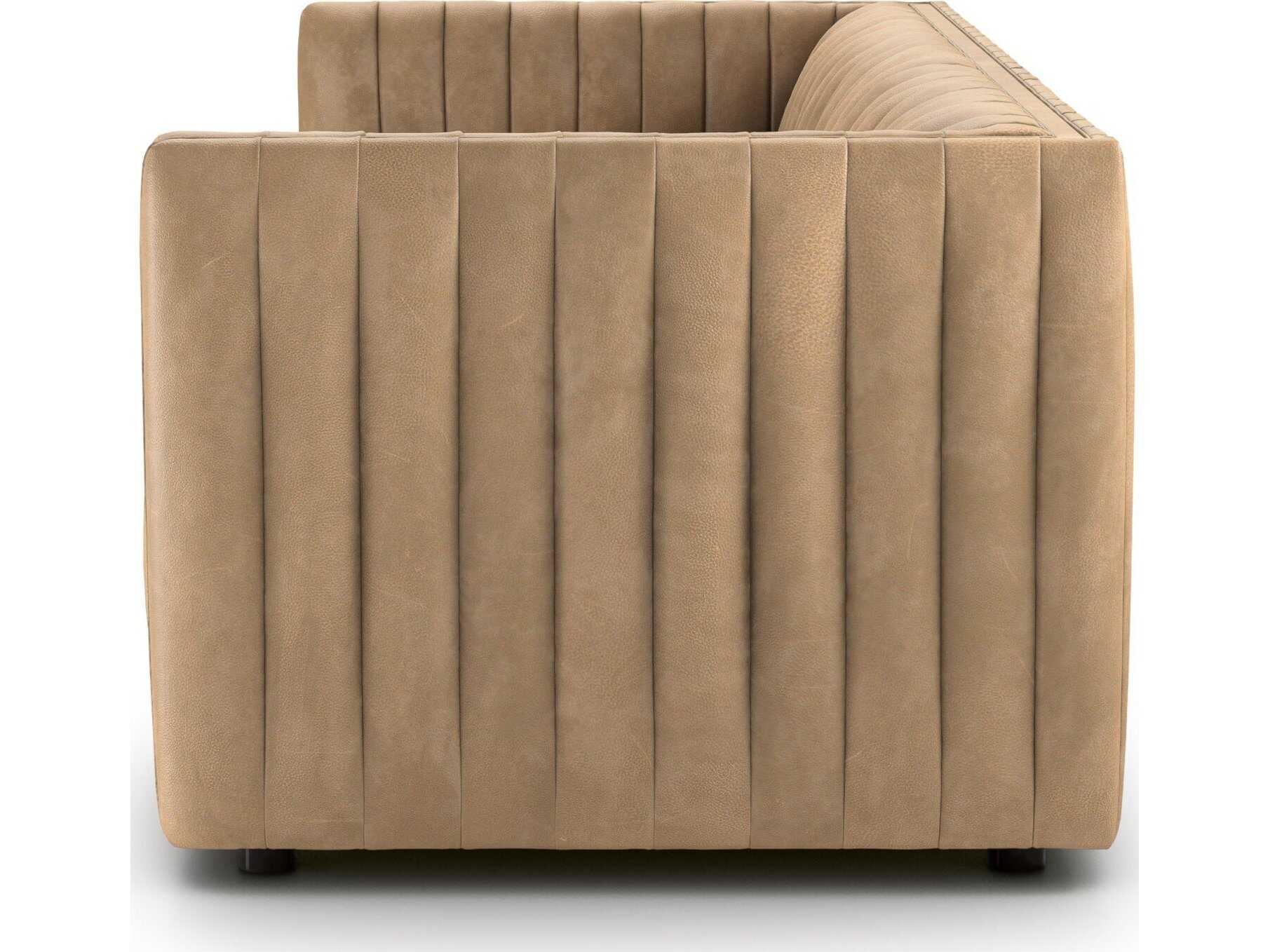 Four Hands Grayson Augustine Palermo Drift Brown Leather Sofa