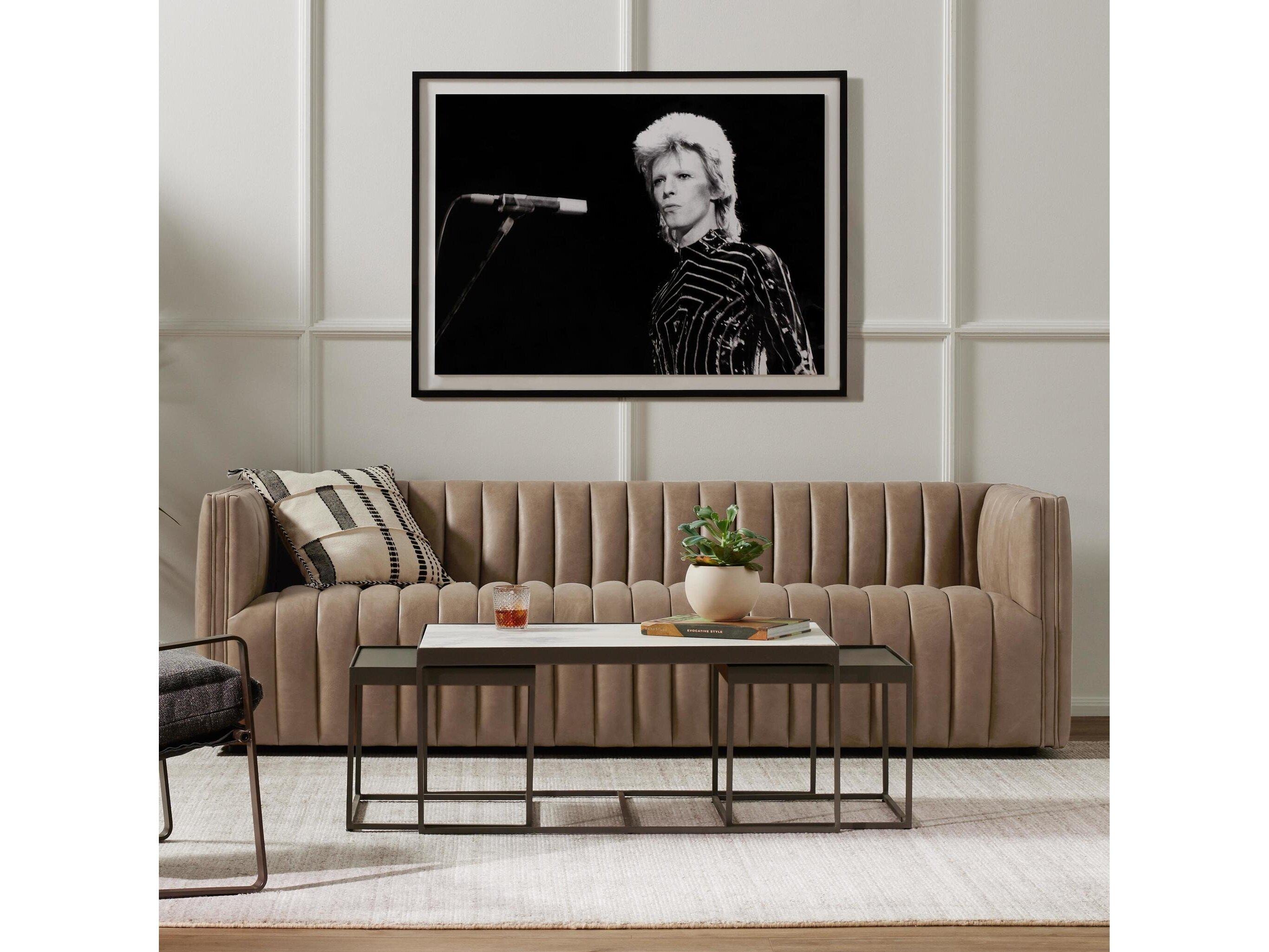 Four Hands Grayson Augustine Palermo Drift Brown Leather Sofa