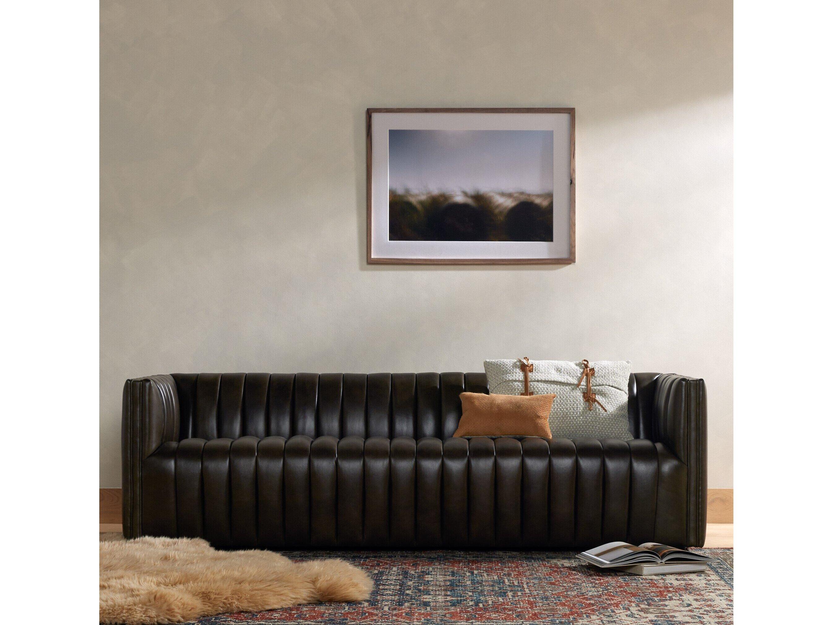 Four Hands Grayson Augustine Deacon Wolf Leather Sofa