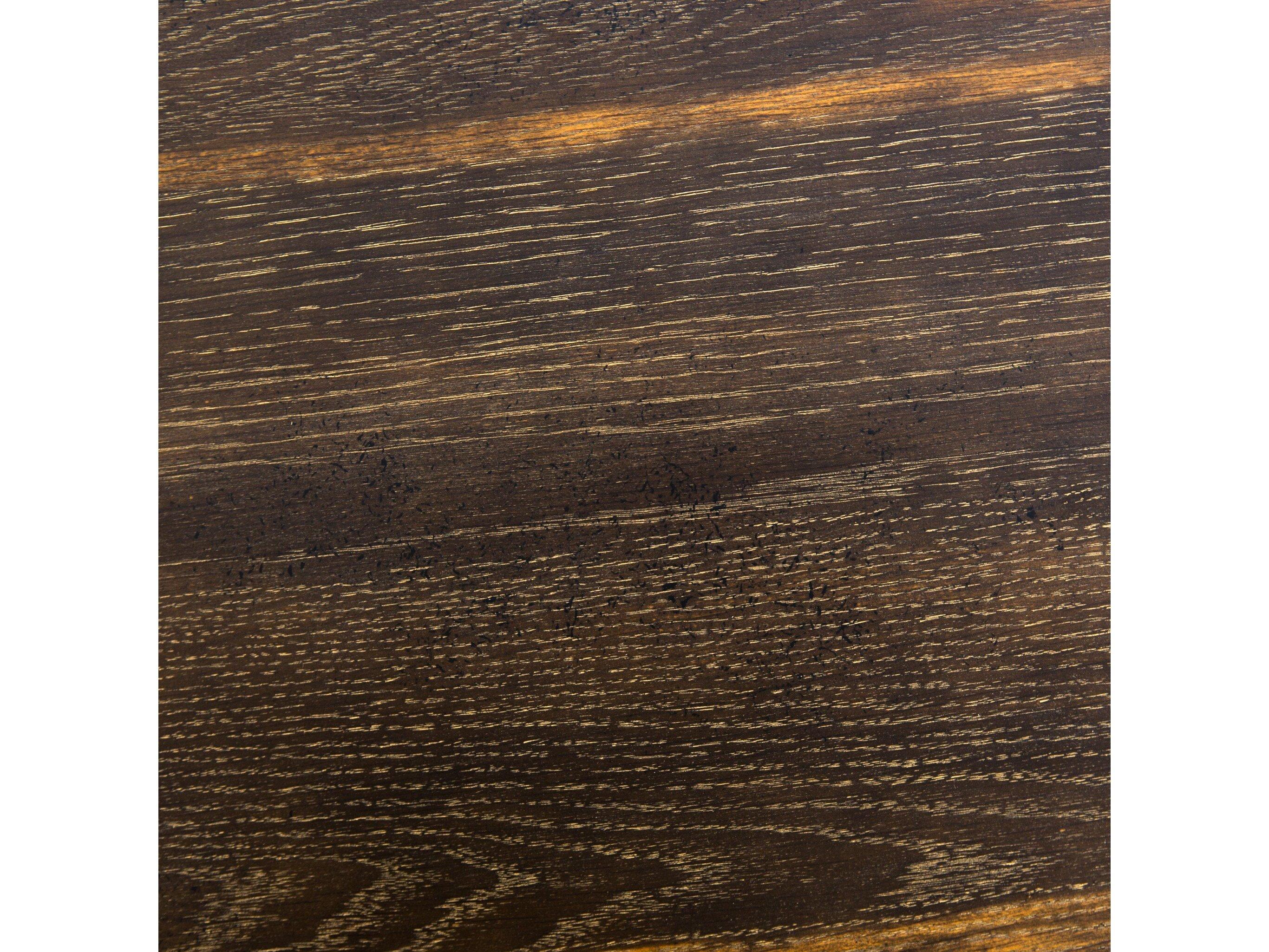 Four Hands Hughes Shannon Round Wood Smoke Grey English Brown Oak Veneer End Table