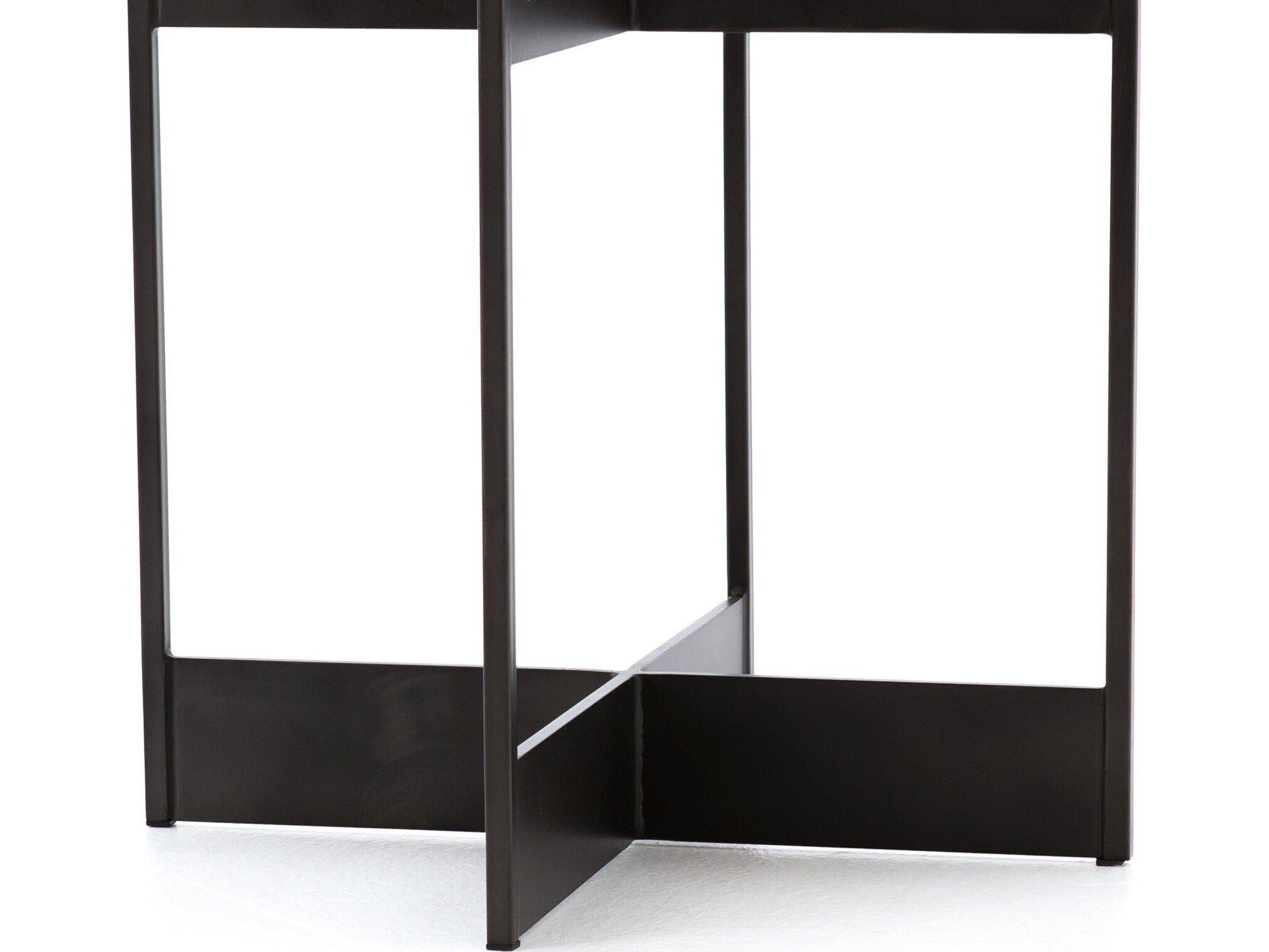 Four Hands Hughes Shannon Round Wood Smoke Grey English Brown Oak Veneer End Table