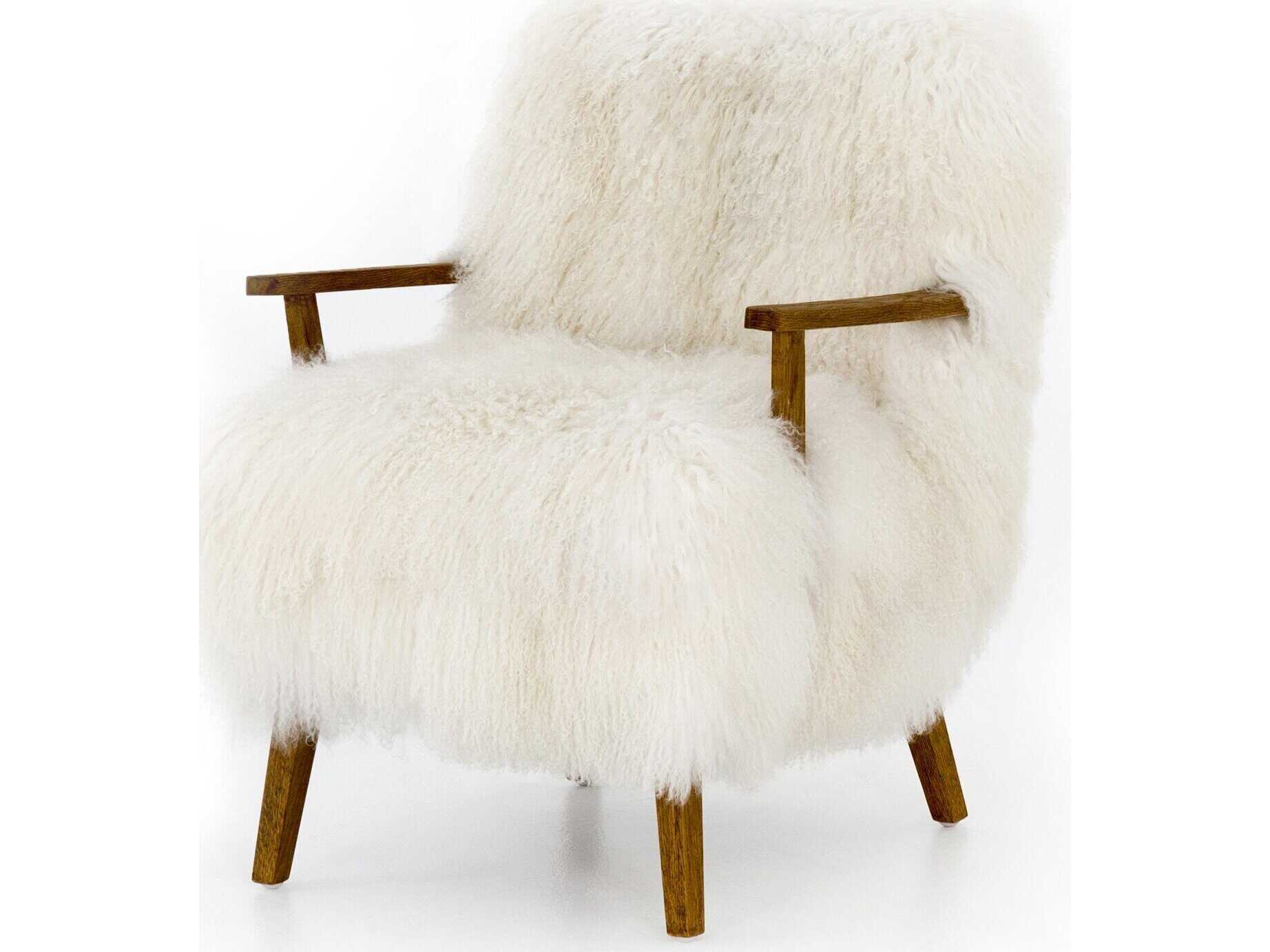 Four Hands Irondale Ashland Cream Fur Accent Chair