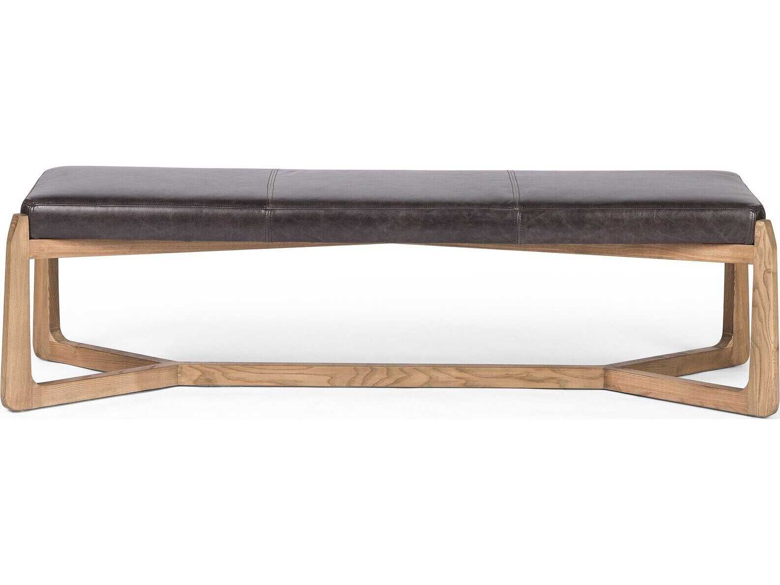 Four Hands Westgate Roscoe Sonoma Black Leather Bench