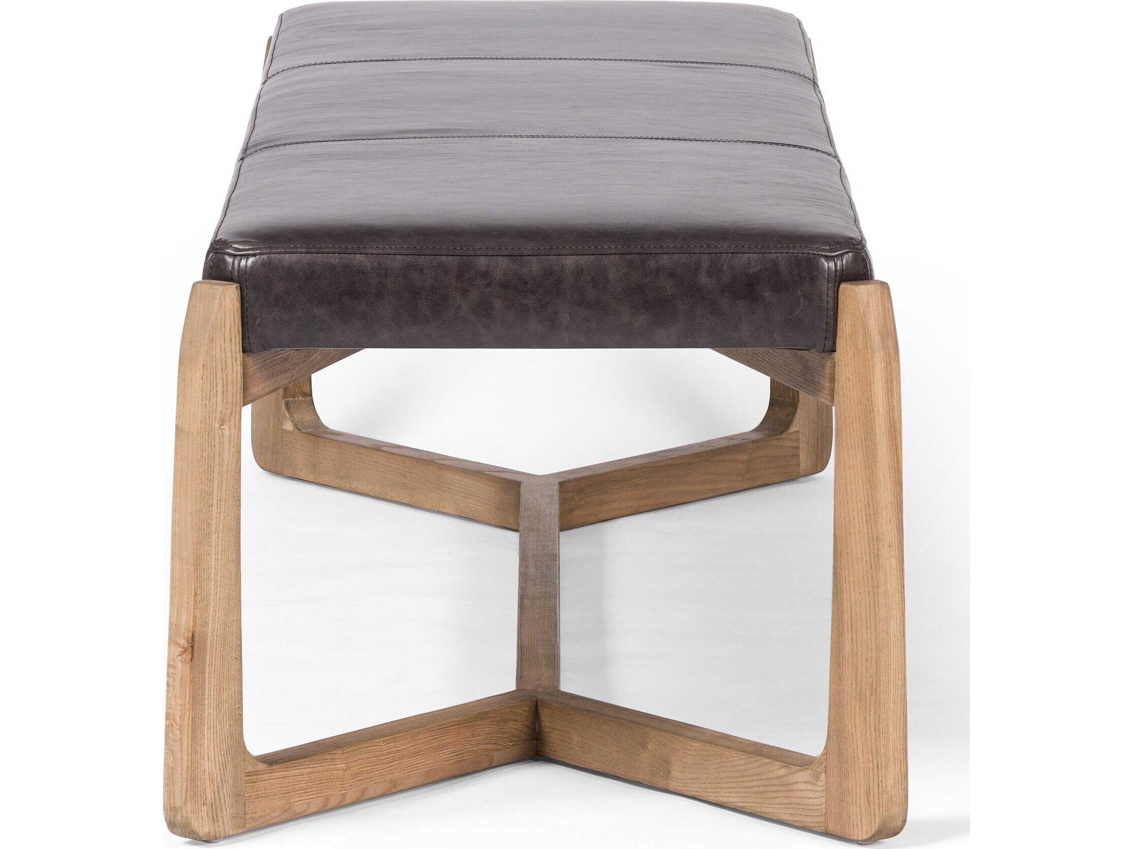Four Hands Westgate Roscoe Sonoma Black Leather Bench
