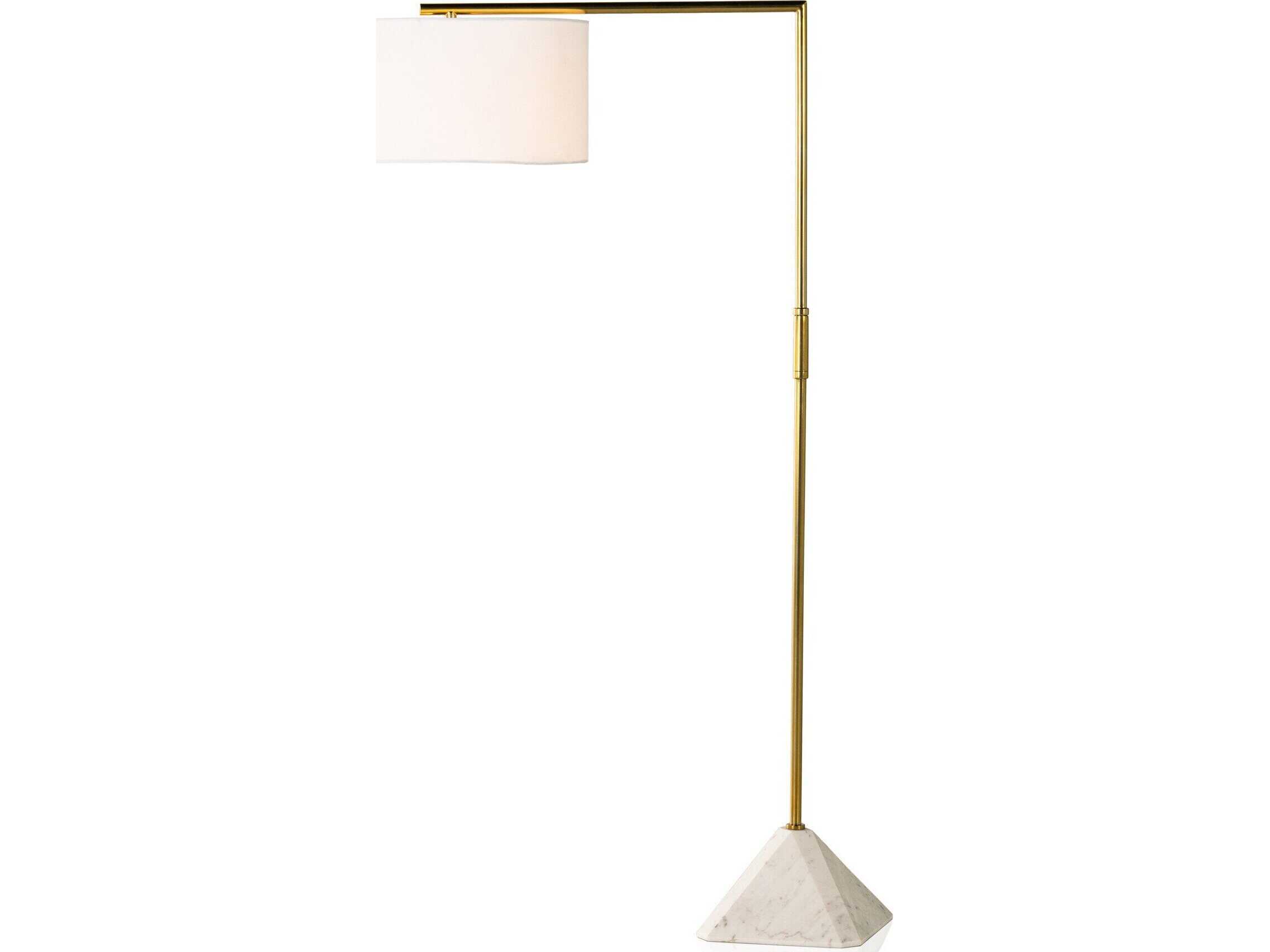Four Hands Camden Brass White Floor Lamp