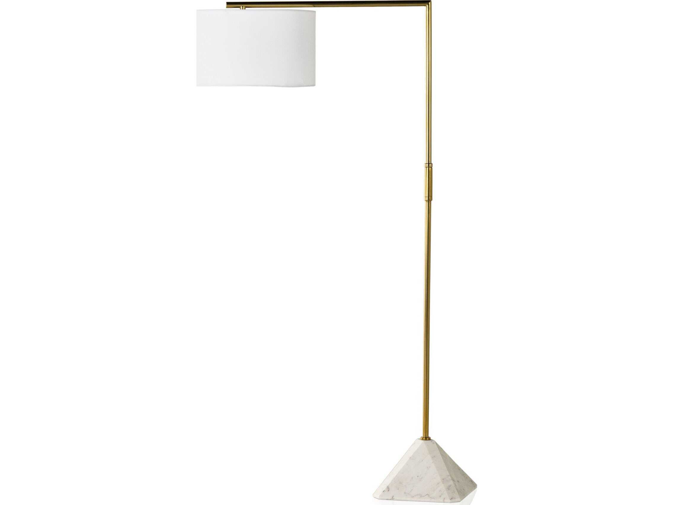 Four Hands Camden Brass White Floor Lamp