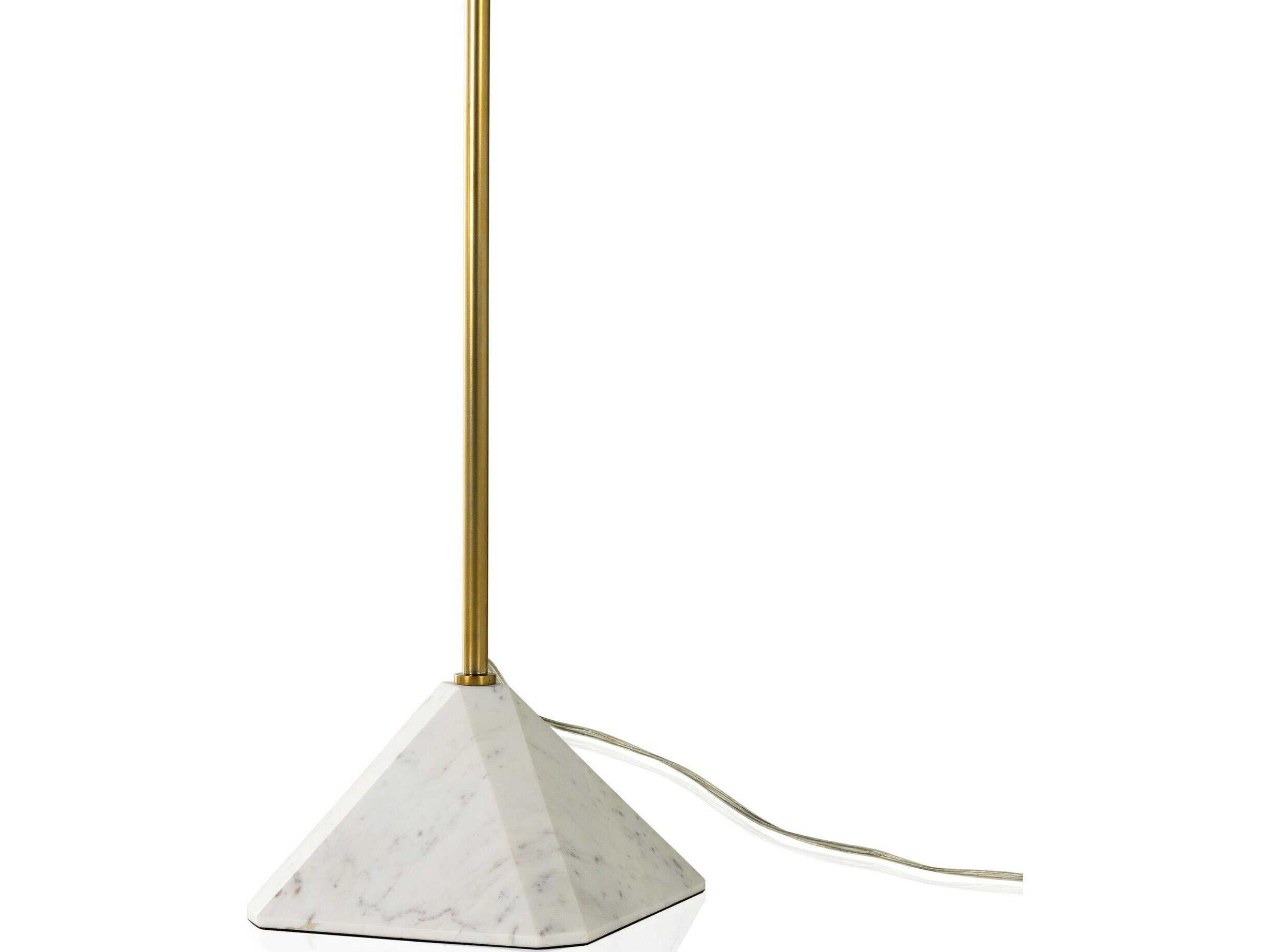 Four Hands Camden Brass White Floor Lamp