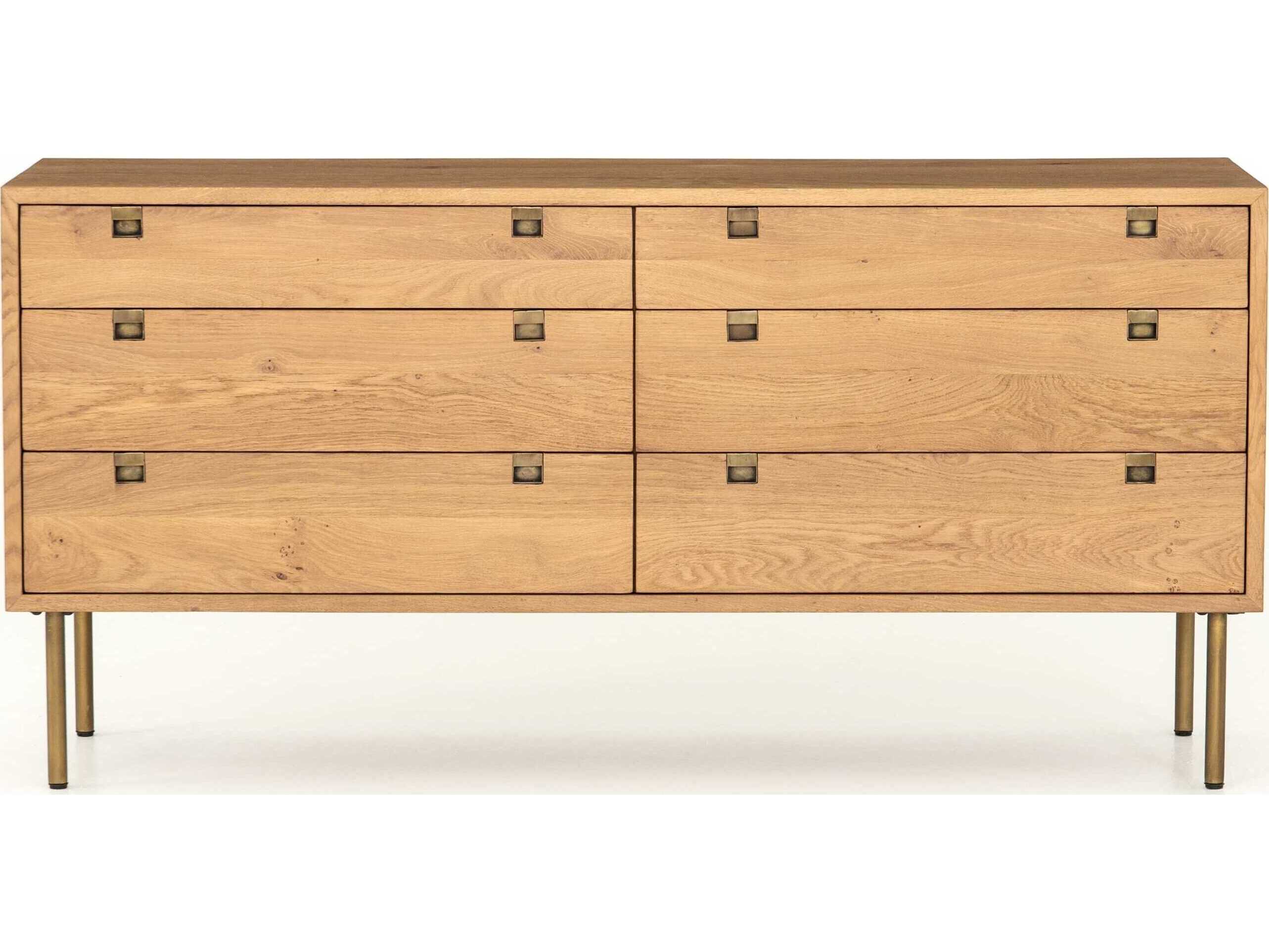 Four Hands Bennett Carlisle 6-Drawers Oak Wood Double Dresser