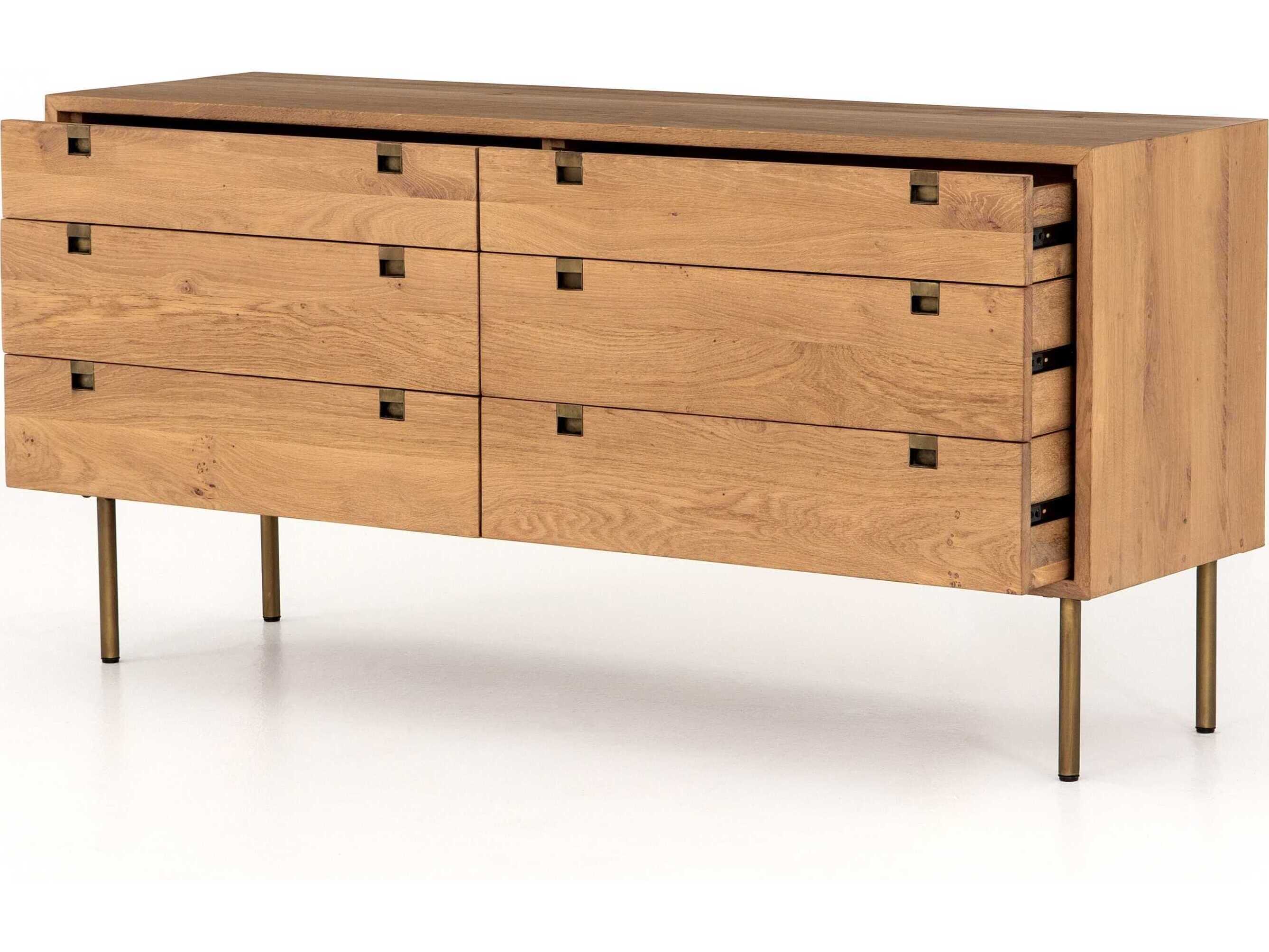 Four Hands Bennett Carlisle 6-Drawers Oak Wood Double Dresser
